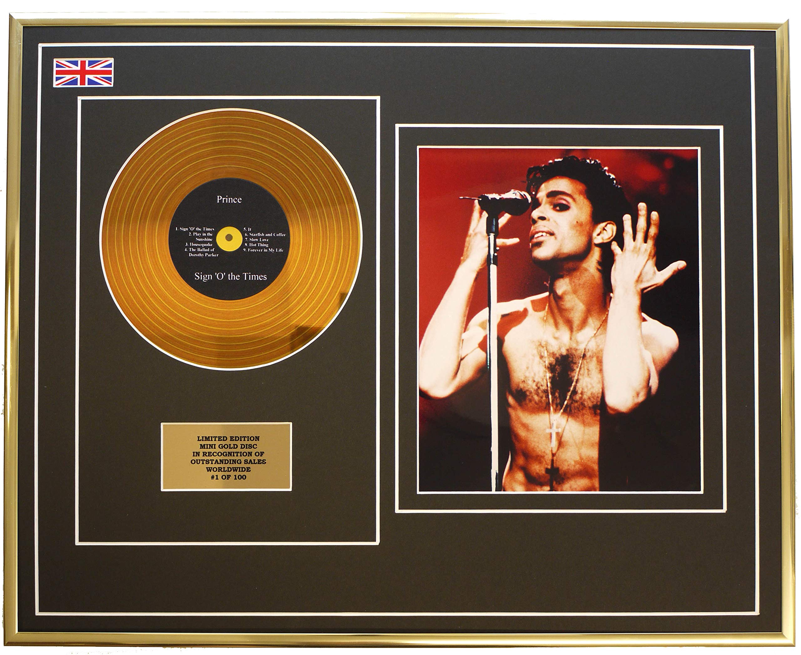 Everythingcollectible Prince/MINI Metall Gold DISC & Foto Display/Limitierte Edition/COA/Sign 'O' The Times