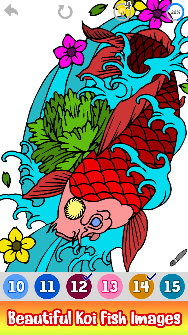 Koi Fish Color By Number - Japanese Paint Art Coloring Book - App