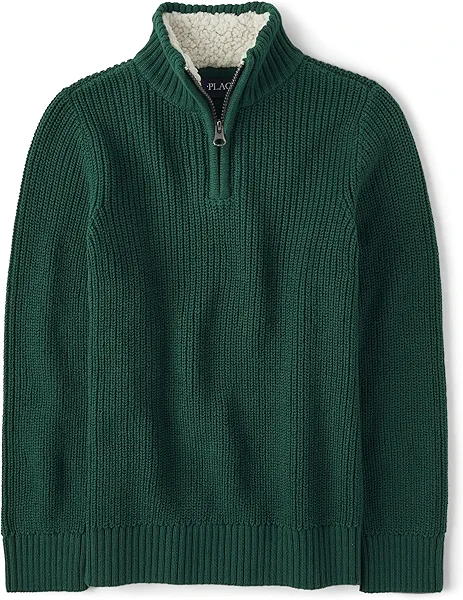 The Children's Place Boys' Long Sleeve Quarter Zip Pullover Sweater