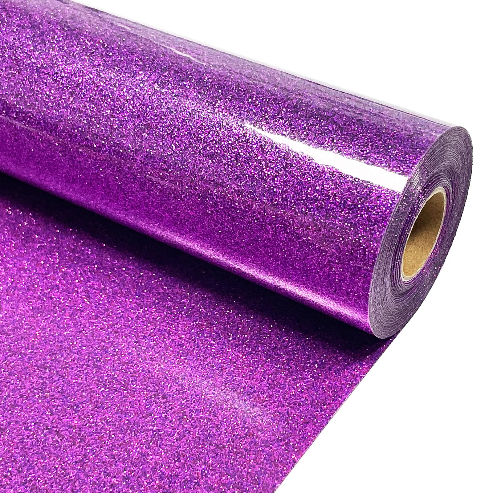 Purple Glitter Heat Transfer Vinyl 12" x 15 ft HTV for Shirts, Glitter HTV for All Cutter Machine - Easy to Cut &amp; Weed for Heat Vinyl Design (Purple)