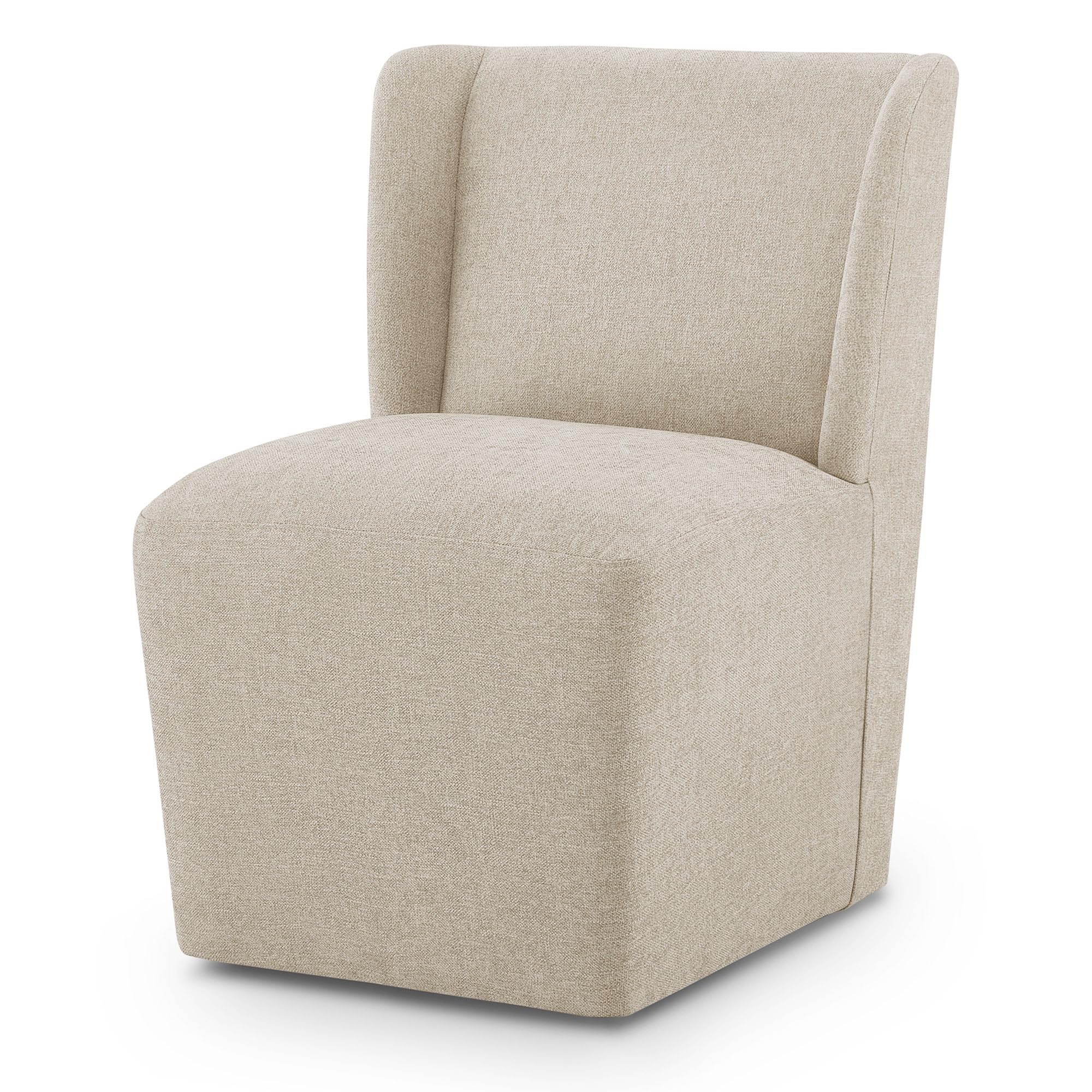 KISLOT Upholstered Dining Chairs Set of 1 with Casters, Sand