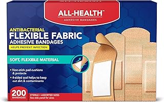 All Health Fabric Adhesive Bandages, Assorted Sizes Variety, 200 Count (Pack of 1)