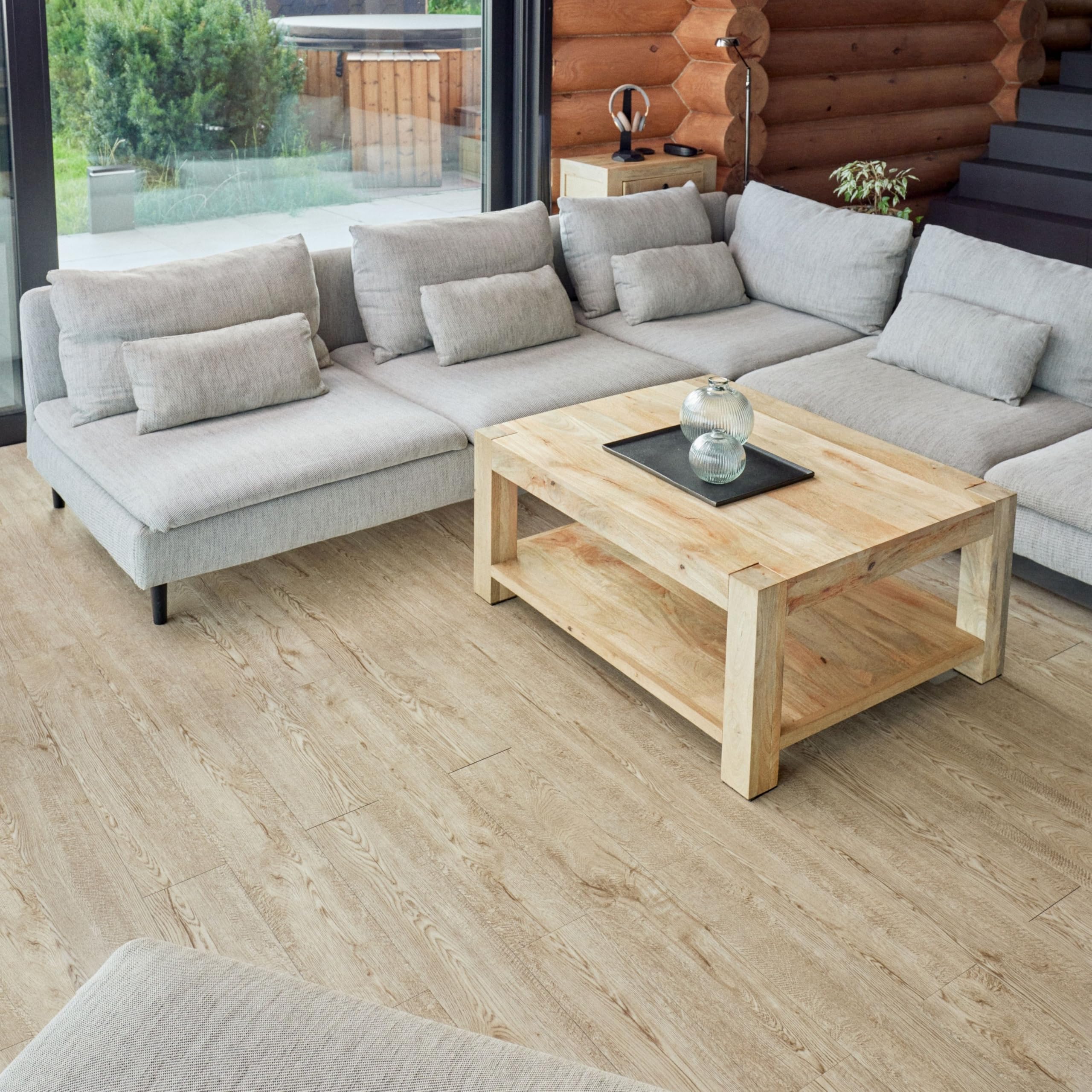 Self Adhesive Floor Planks - 36 Planks Pack Covering 53.8 Sqf / 5sqm | Each Stick On Tile Plank Measures 5.9x35.9in (91.4x15.2cm) | Peel and Stick Vinyl Flooring |Bleached Oak Timber Touch Effect — image 1
