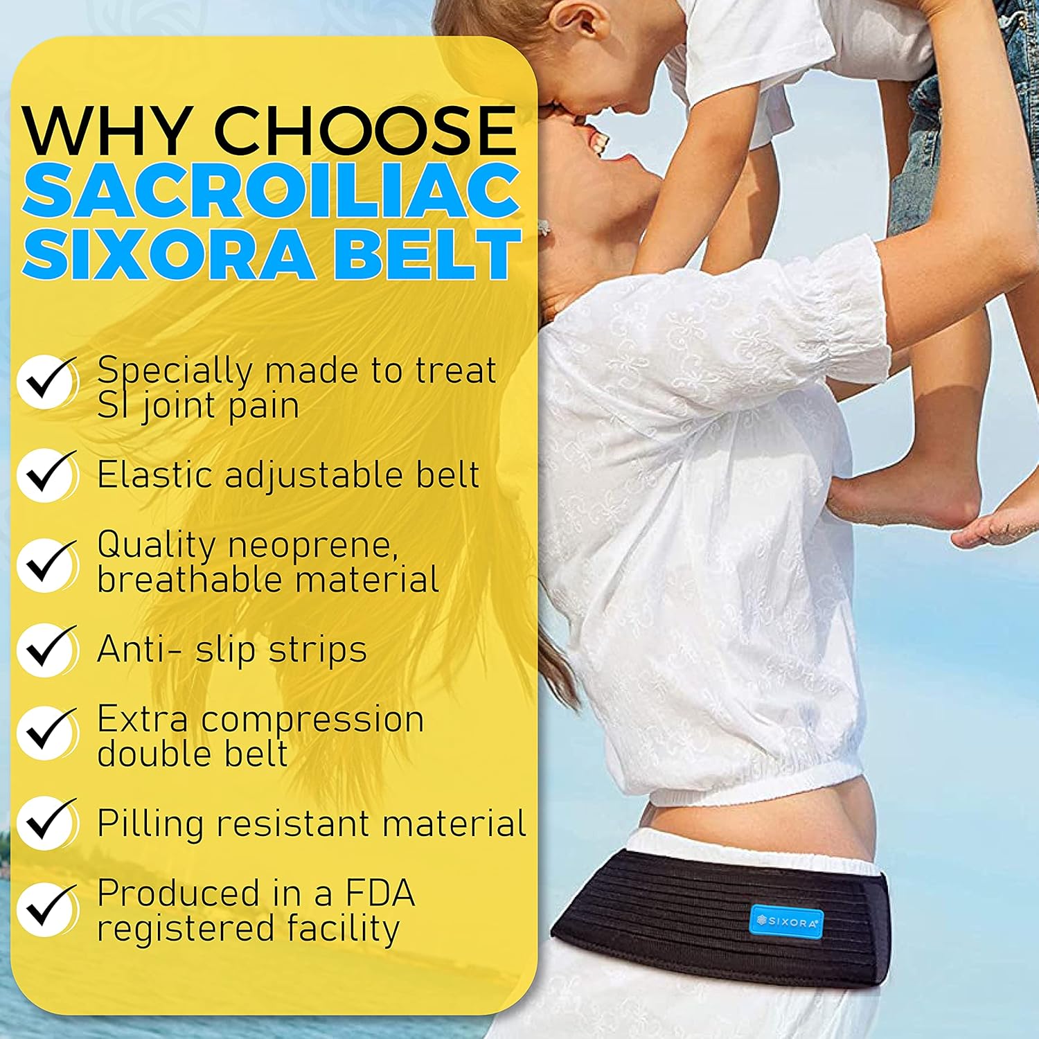 Bеѕt Dеаl Sixora Sacroiliac Si Joint Support Belt for Women and Men | Eases Lower Back Pain, Hip, Spine & Leg Pain | Hip Brace for Sciatic Nerve Pain | Trochanter Belt| Lumbar Support (Regular)