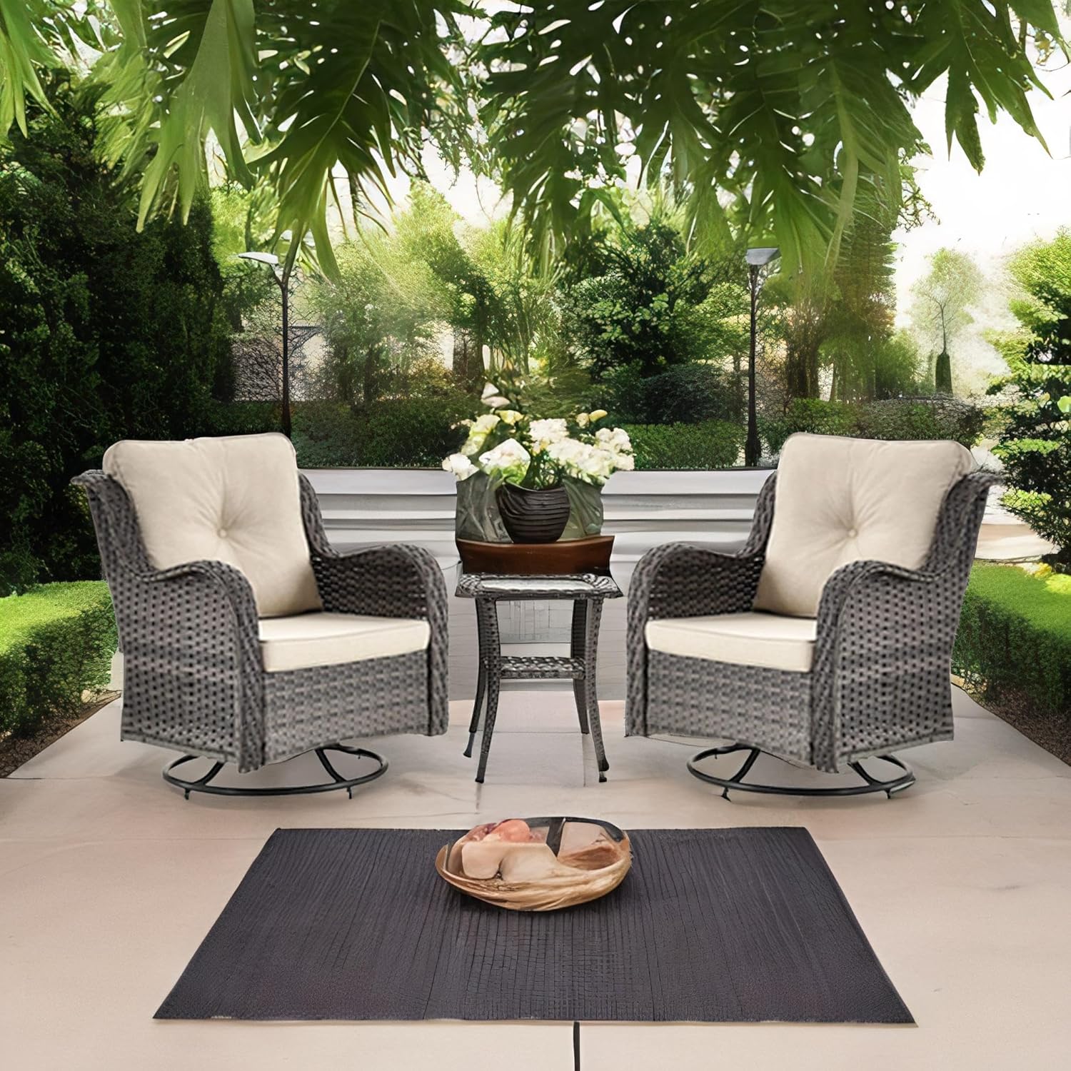 kuurfuurdo Wicker Patio Furniture Set, 3Piece Outdoor
