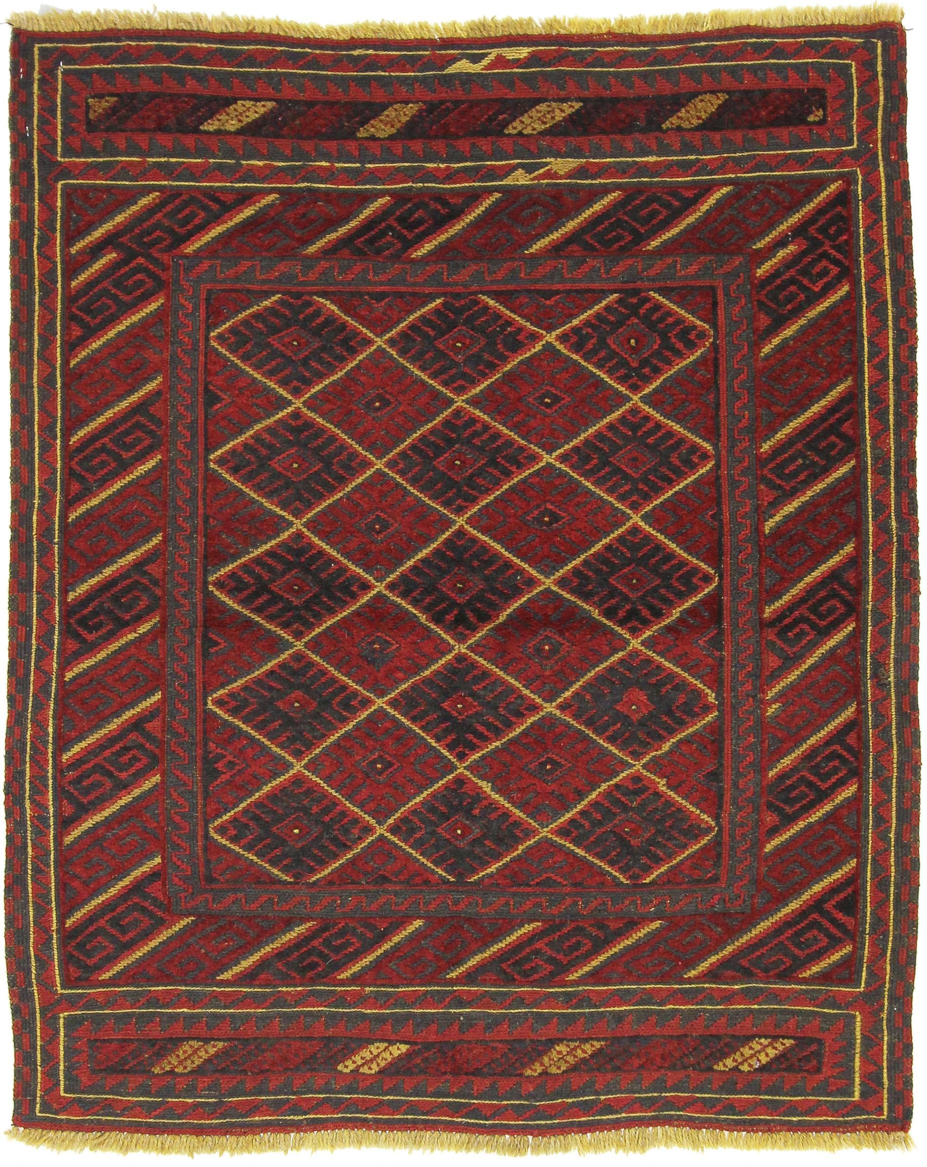 Tapis d'Orient Nimbaft tissé main en laine d'Afghanistan 105x131 cm pièce d'exception