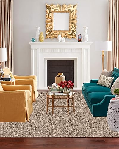 Miniatura 7 de Alfombra beige de 8'x10'. ALFOMBRA con textura de felpa FRIEZE para uso residencial o comercial. Aproximadamente 12" de grosor con encuadernación.