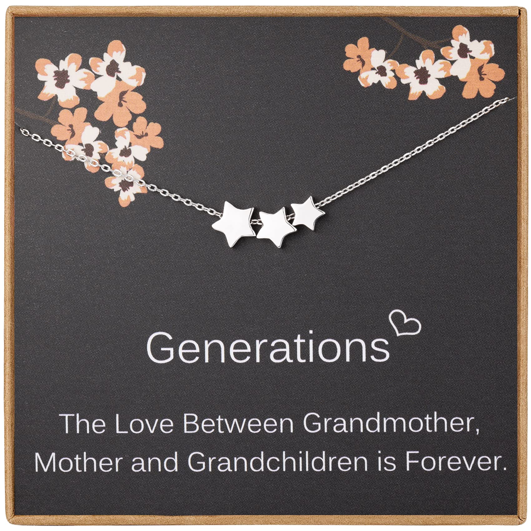 MADAOGO Gifts for Grandmother, Sterling Silver 3 Generations Necklace, Grandma Mothers Day Gift, Birthday Gifts for Grandma, Grandma Gifts from Grandchildren, Nana Gifts from Grandkids