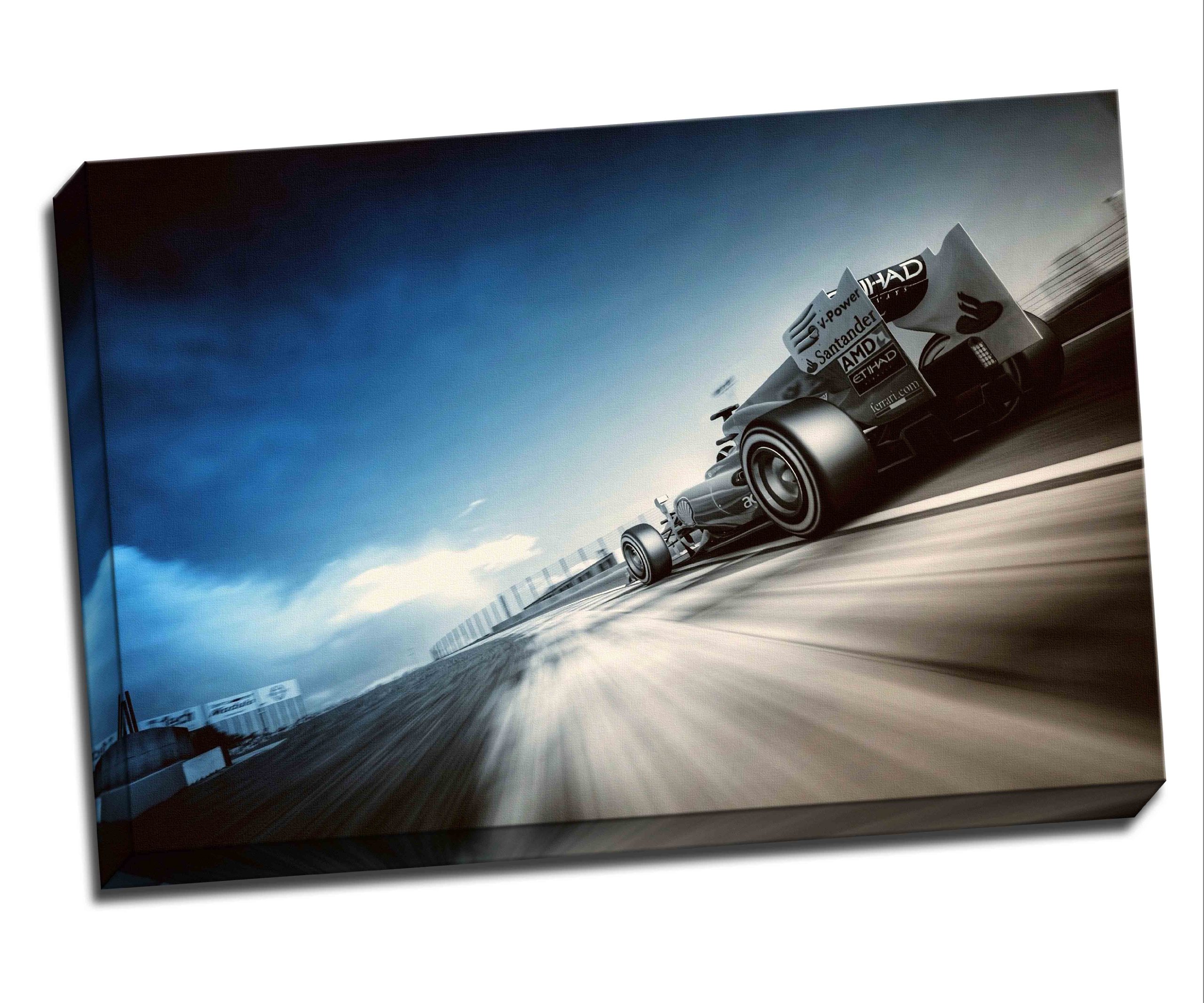 Panther Print Silver F1 Canvas Print Racing Car Motion Print Picture 30"X 20" Inches