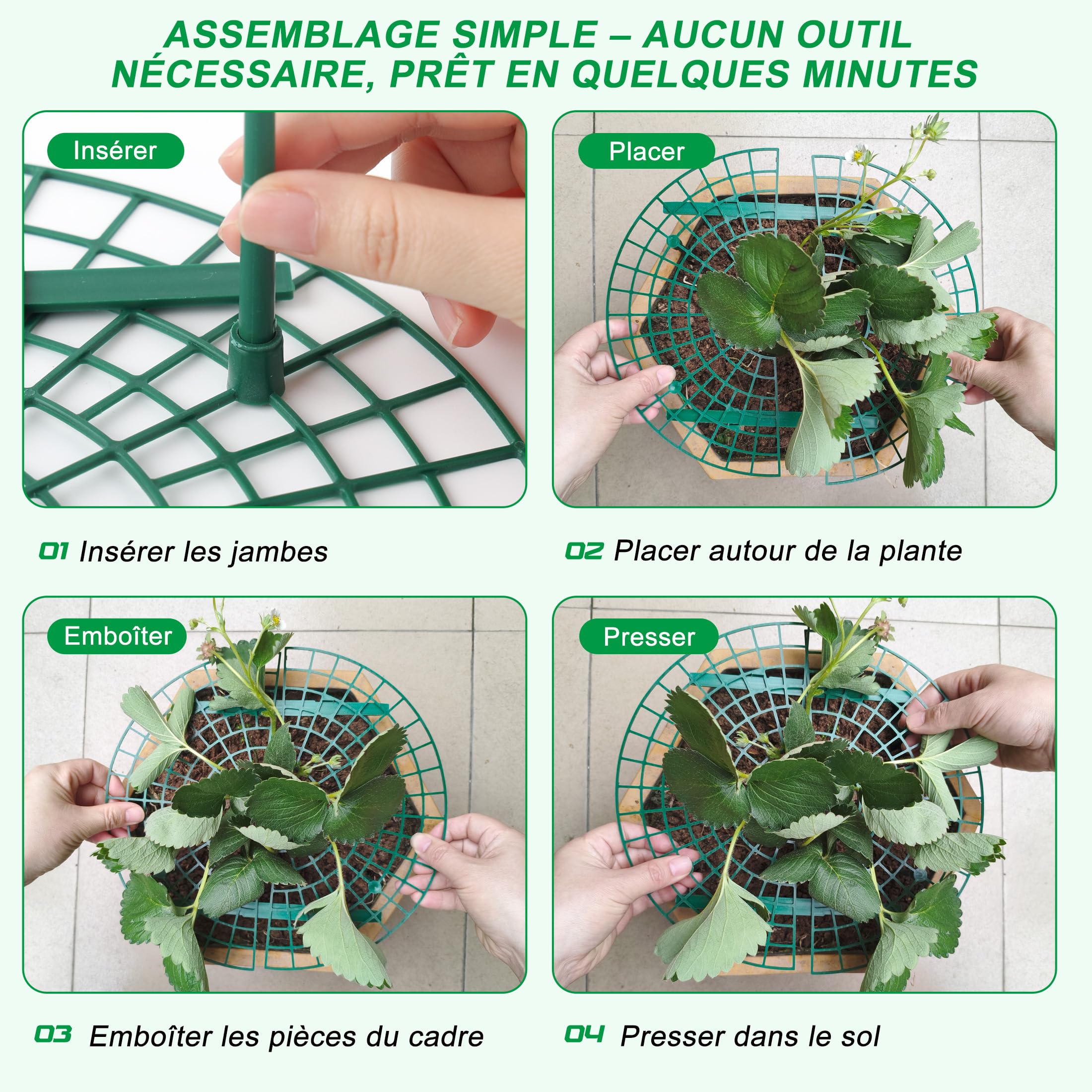 Support pour Plants de Fraises CNNIK, 10 Supports Ronds en Paquet pour Garder Les Baies Hors du Sol, Supports de Jardin réutilisables pour la Culture de Fraises en Plein air