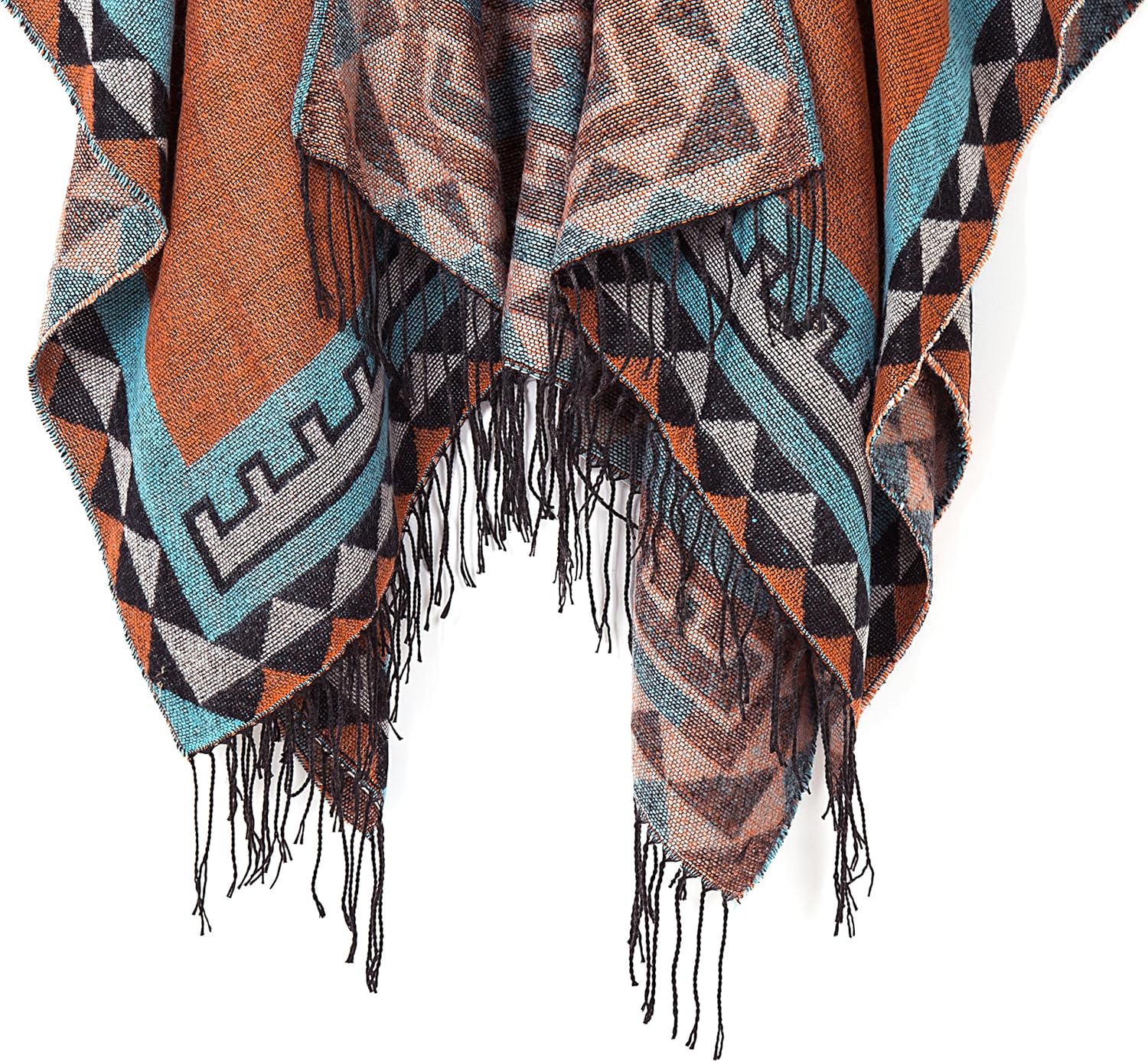 Urban CoCo Women's Printed Tassel Open front Poncho Cape Cardigan Wrap Shawl - Image 6