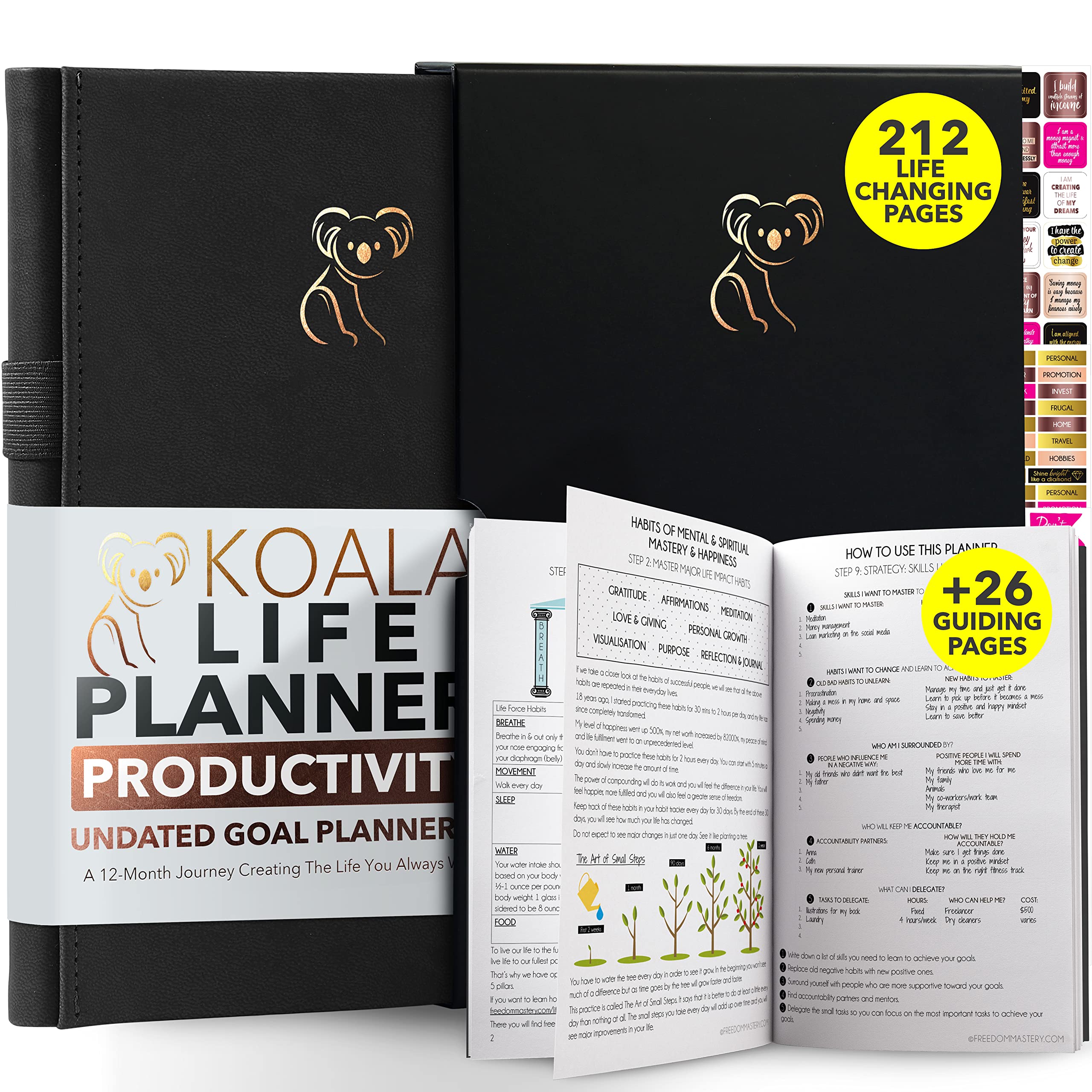 Freedom MasteryGoal Setting Planner Undated - 12 Month Productivity Habit Tracker and Life Planner, Effective Goal Planner, Undated Planner, 10 Minute Planner