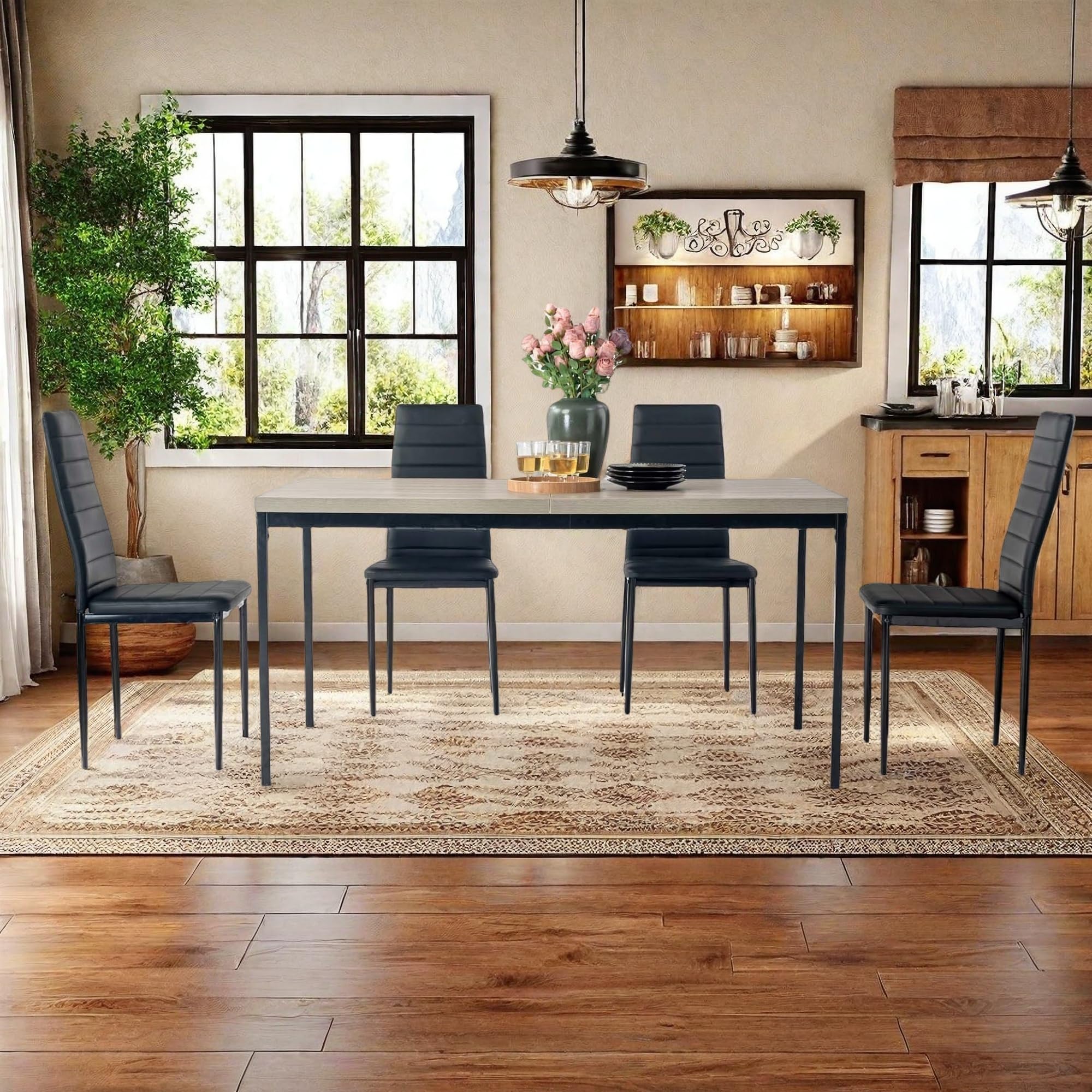 FurnitureR Tables de Conférence Rectangulaires en Brune, pour 4 à 6 Personnes, Plateau en Bois Epais avec Structure Métallique, pour Formations, Réunions, Conférences, 150x75x75cm