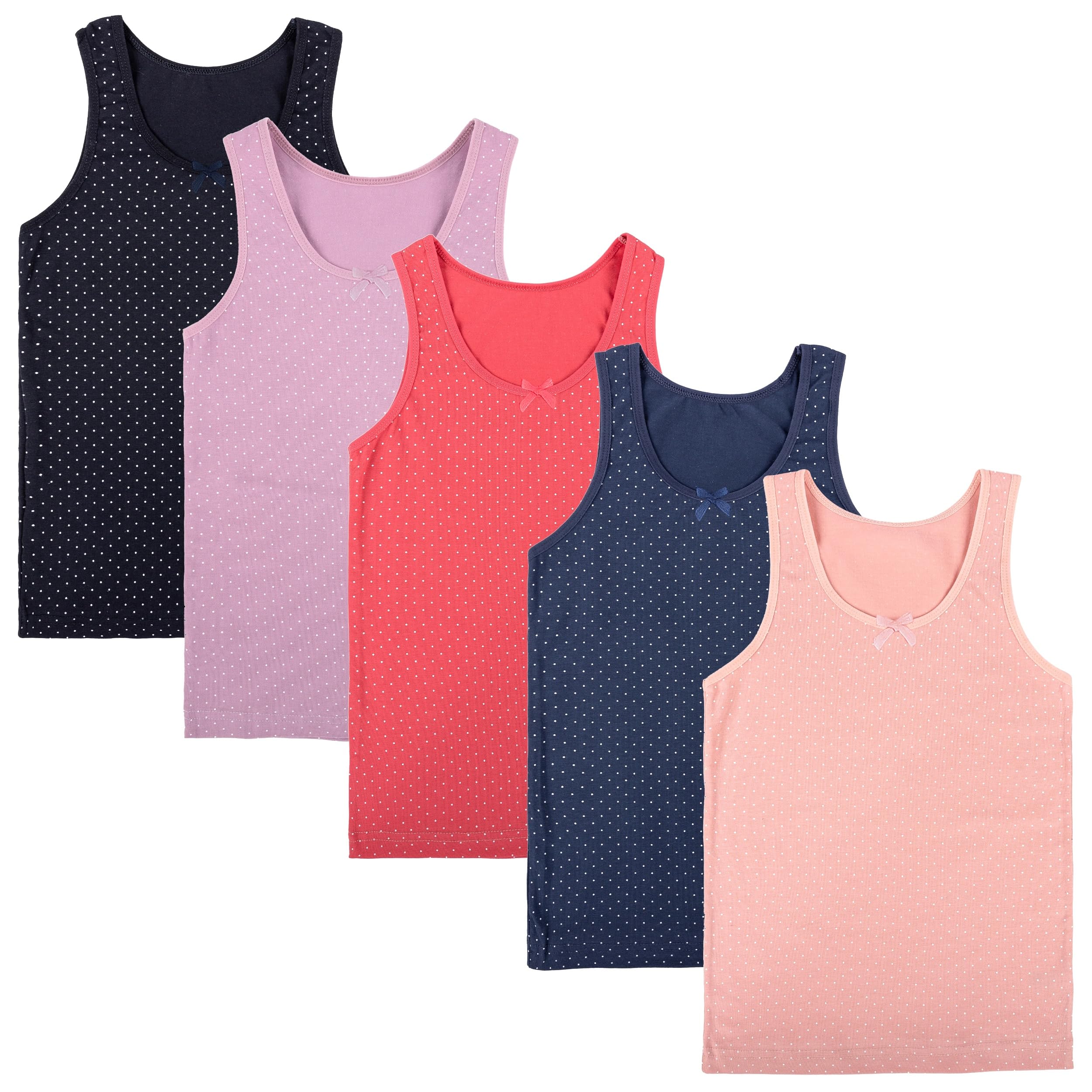 LOREZA ® 5 Camisetas de Tirantes Interiores para Niña Ropa Interior 2-15 años
