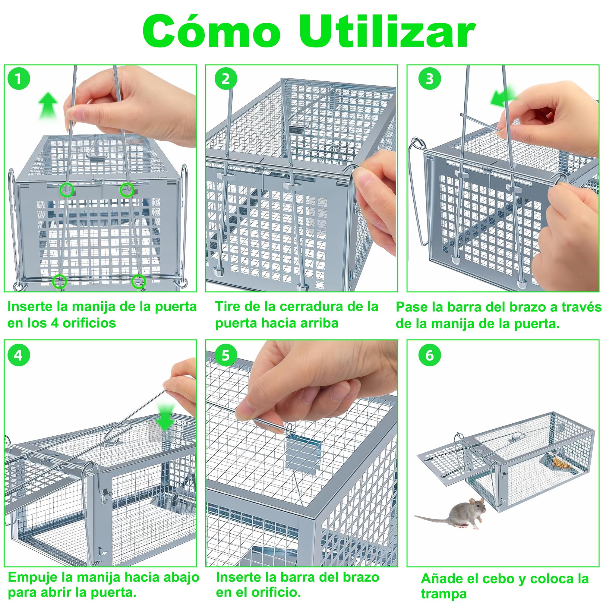 Trampa para Ratones Vivo, 2 PCS XL Trampas Ratas para Interiores y Exteriores Sin Matar Cepos para Ratones Reutilizable, Sin Mecanismo de Liberación Táctil para Cocina Jardín Hogar - 27 x14 x12 cm