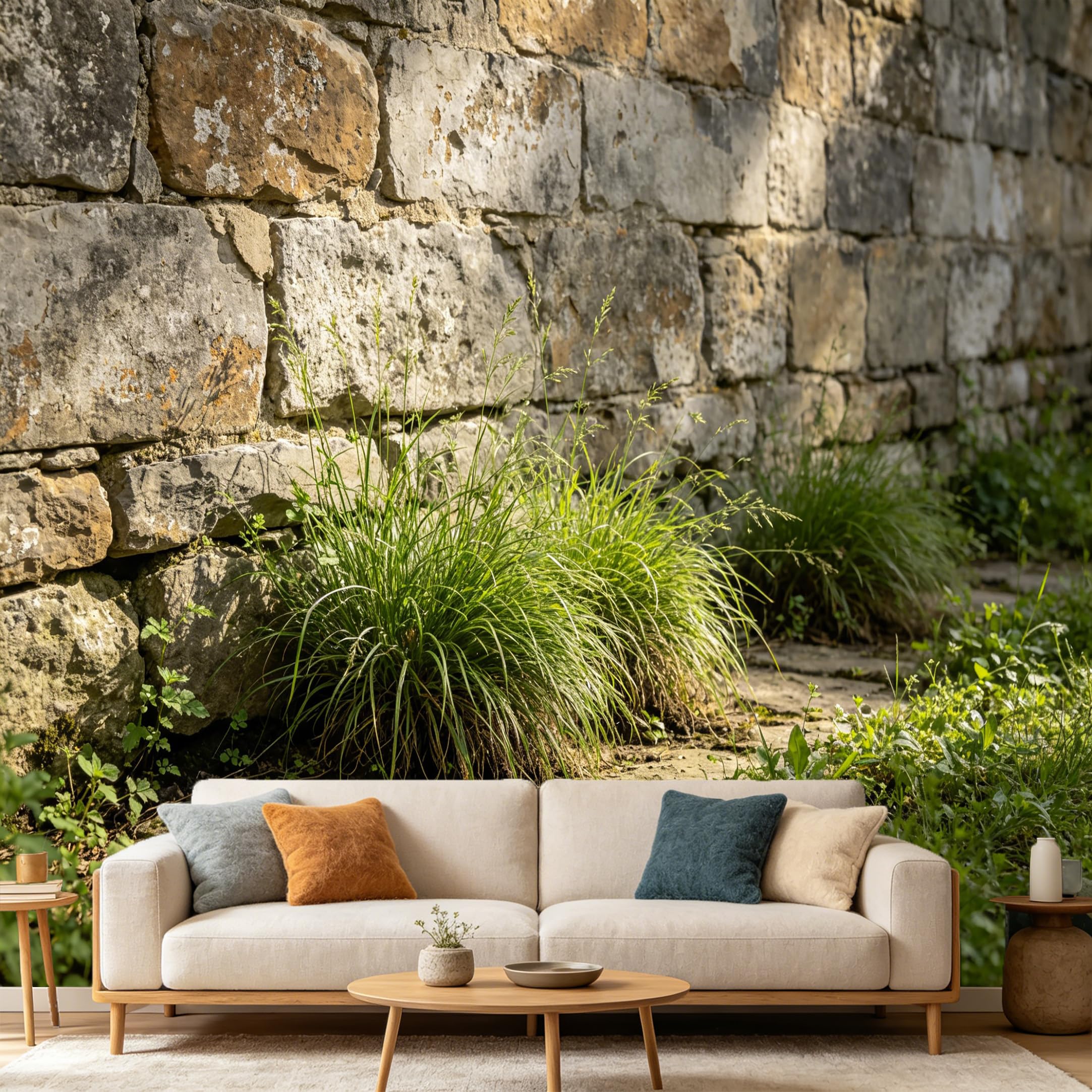 Custom Size Wall Mural Rustic Stone Wall Modern Farmhouse Textured Nature View SelfAdhesive Art Prints wall Fabric(No PVC) Removable Wallpaper Home Bedroom Decor