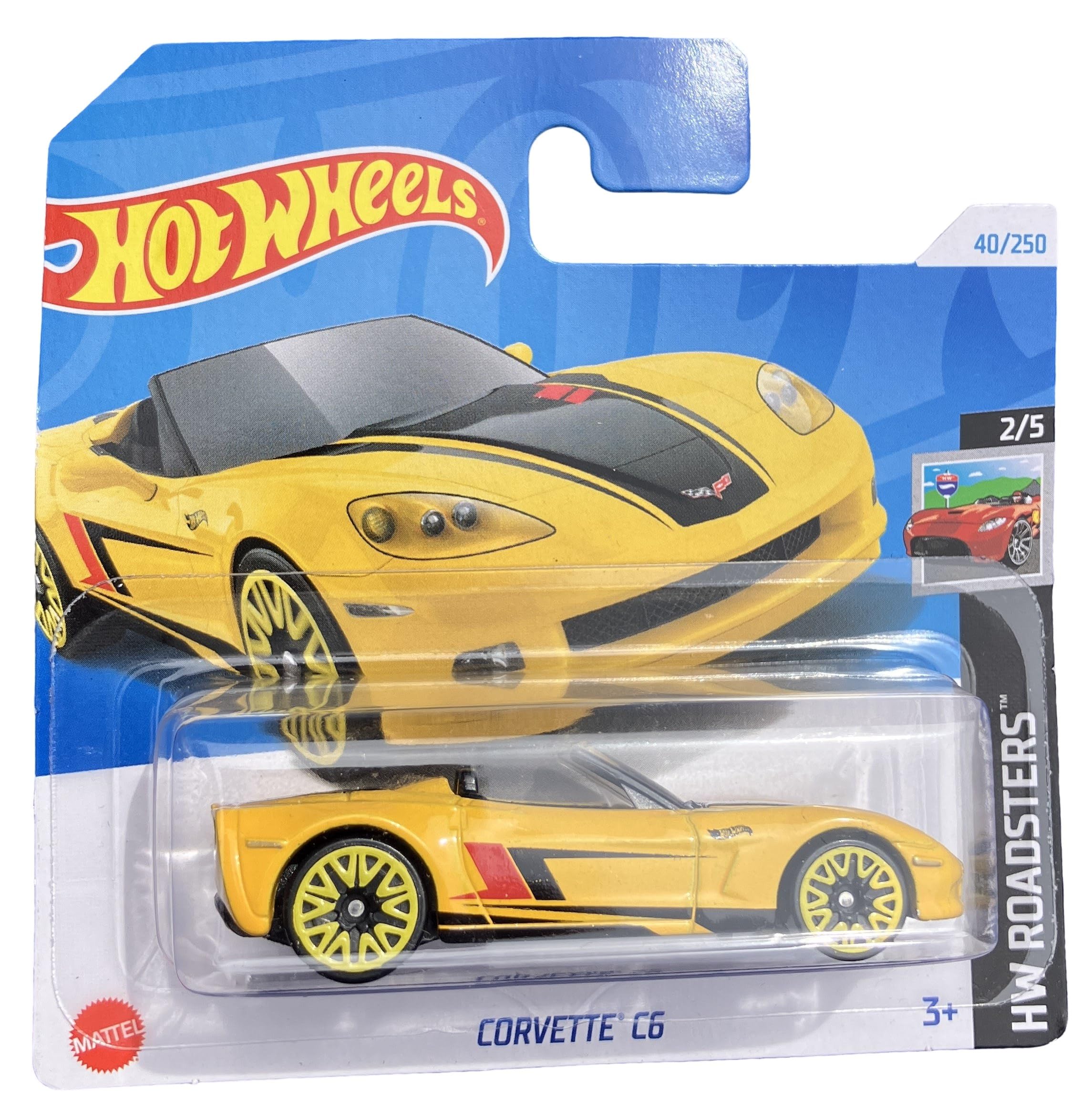 Hot Wheels - Corvette C6 - HW Roadsters 2/5 - HTD20 - Short Card - GM - Yellow - Mattel 2024 - 1:64