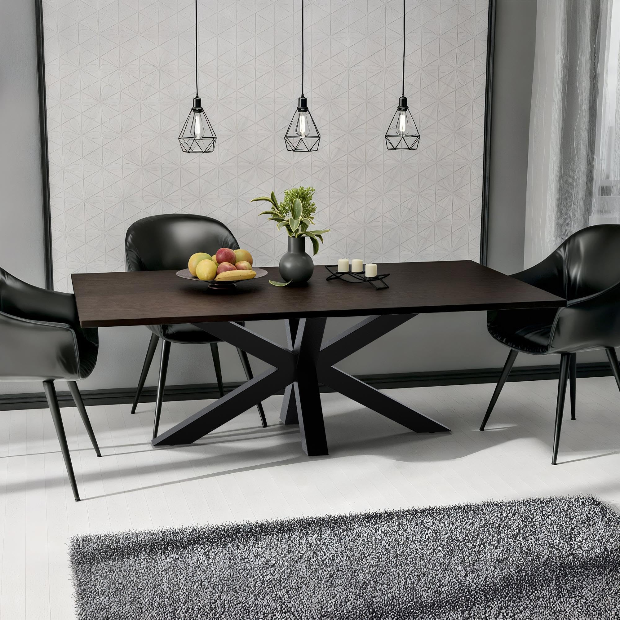 CLP Tischbeine Metall schwarz Esstisch Harlan, Tischgestell pulverbeschichtet, besonders stabil bis 300 kg belastbar, für DIY-Tische, Farbe:schwarz, Größe:150x78x71 cm
