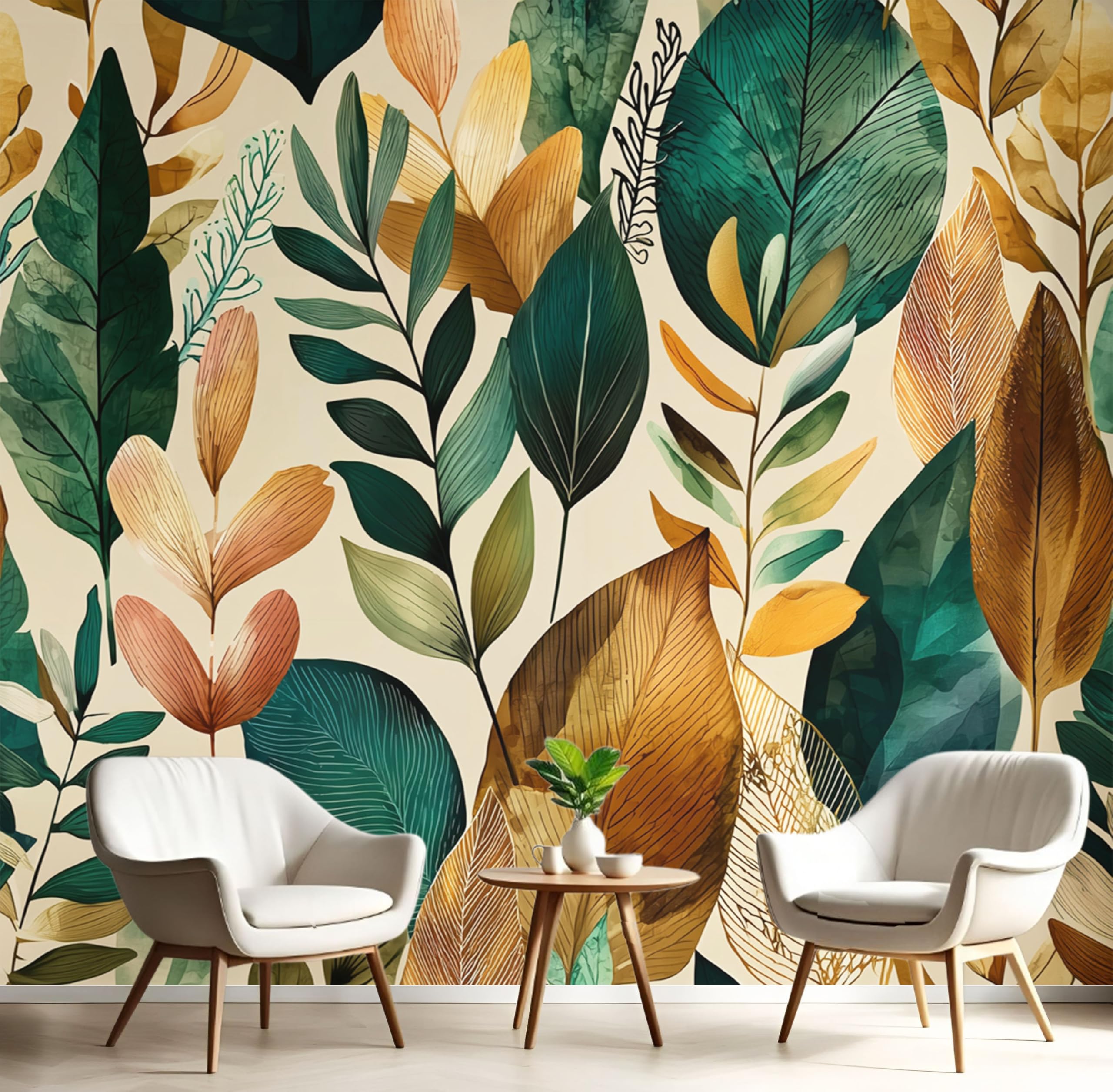Papier peint 3D plantes peintes à la main 400x280cm grand format de haute qualité