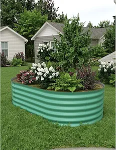 8x4x1.5ft Galvanized Raised Garden Bed - 18“ Tall Metal Planter Box for Vegetables, Flowers, Herbs, Rust-Resistant Outdoor Garden Box, Easy Assembly Raised Beds for Gardening, Green