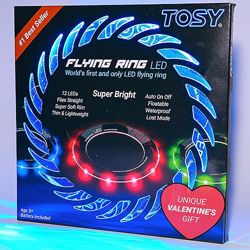 TOSY Flying Ring - 36 RGB Multicolor or 12 Monocolor LEDs, Super Bright, Lost Mode, Auto Light Up, Valentine Easter Gift for Kid/Teen/Boy/Girl, Safe, Waterproof, Pool/Beach/Camping Toy