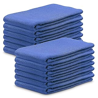 Cotton Towels for Cleaning Huck Towels 12 Pcs Perfect Blue Kitchen Cleaning Towels Car Wash Towels Cleaning Clothes Reusable Washable Bar Towels Cleaning Cloths for House - Super Absorbent Towels Reluen