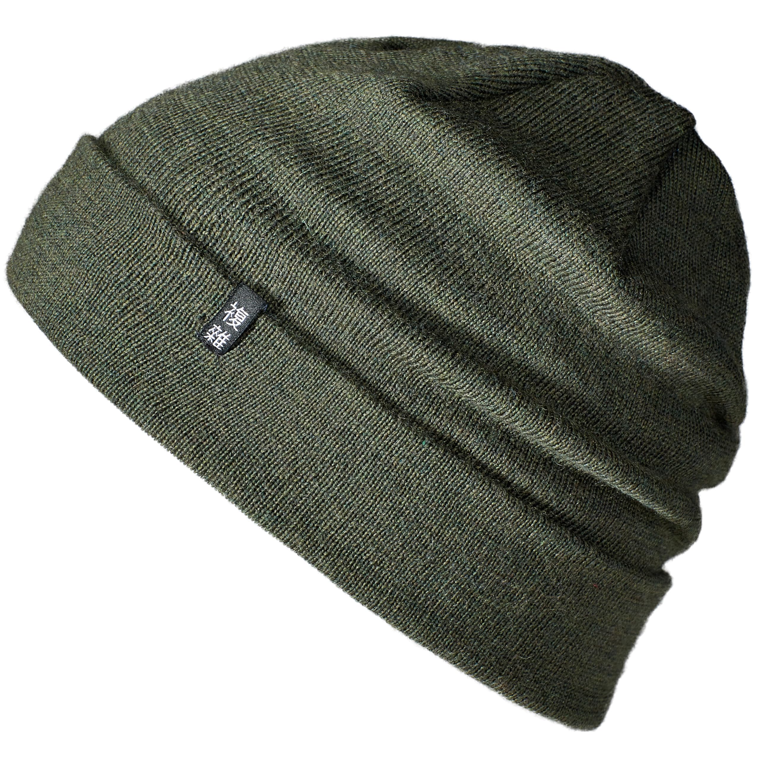 Enter the Complex® Merino Wool Hat, Slouch Beanie, 100% Merino Wool, Women and Men, Olive Green