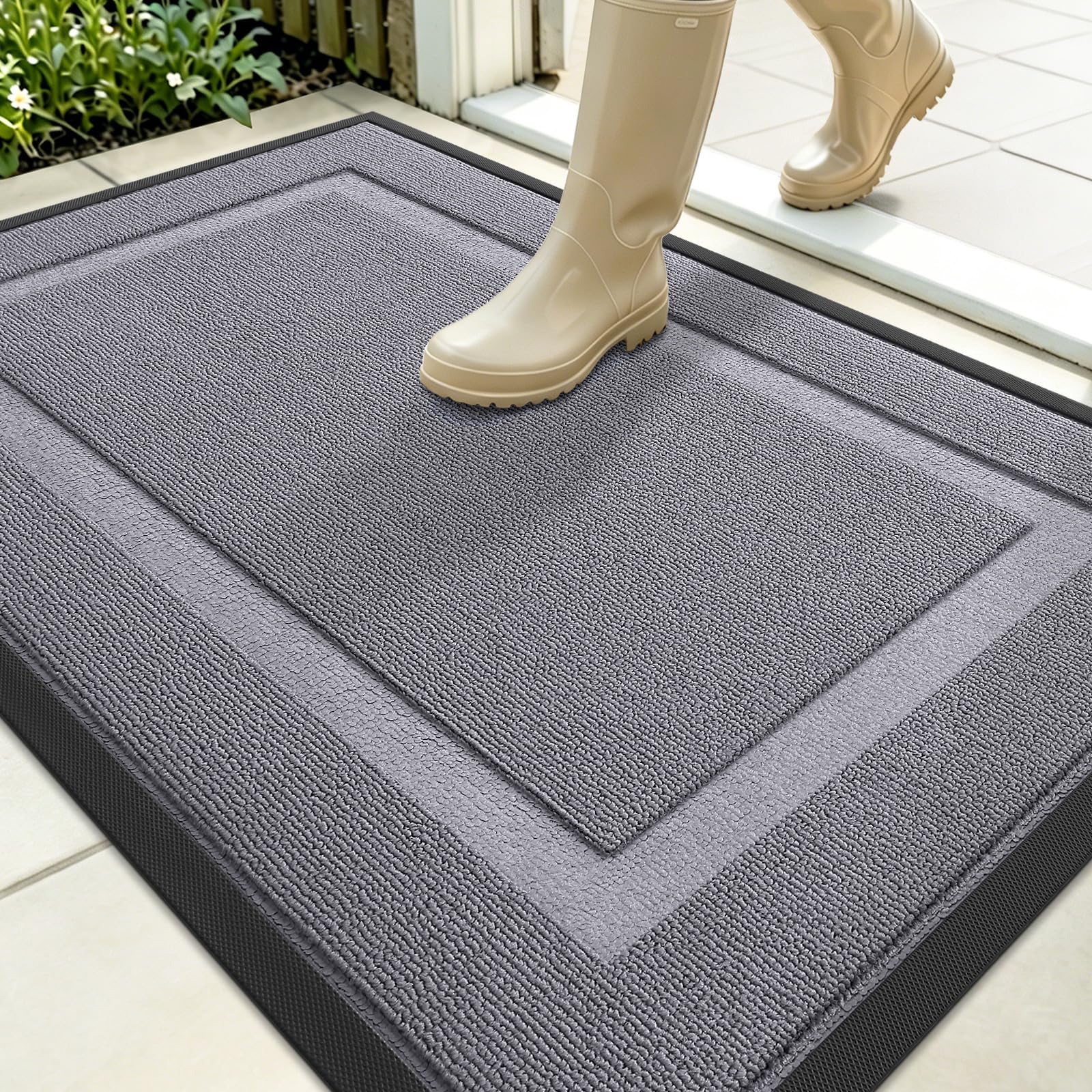 OLANLY Front Door Mat Outside 35x23, All-Season Heavy-Duty Rubber Doormat