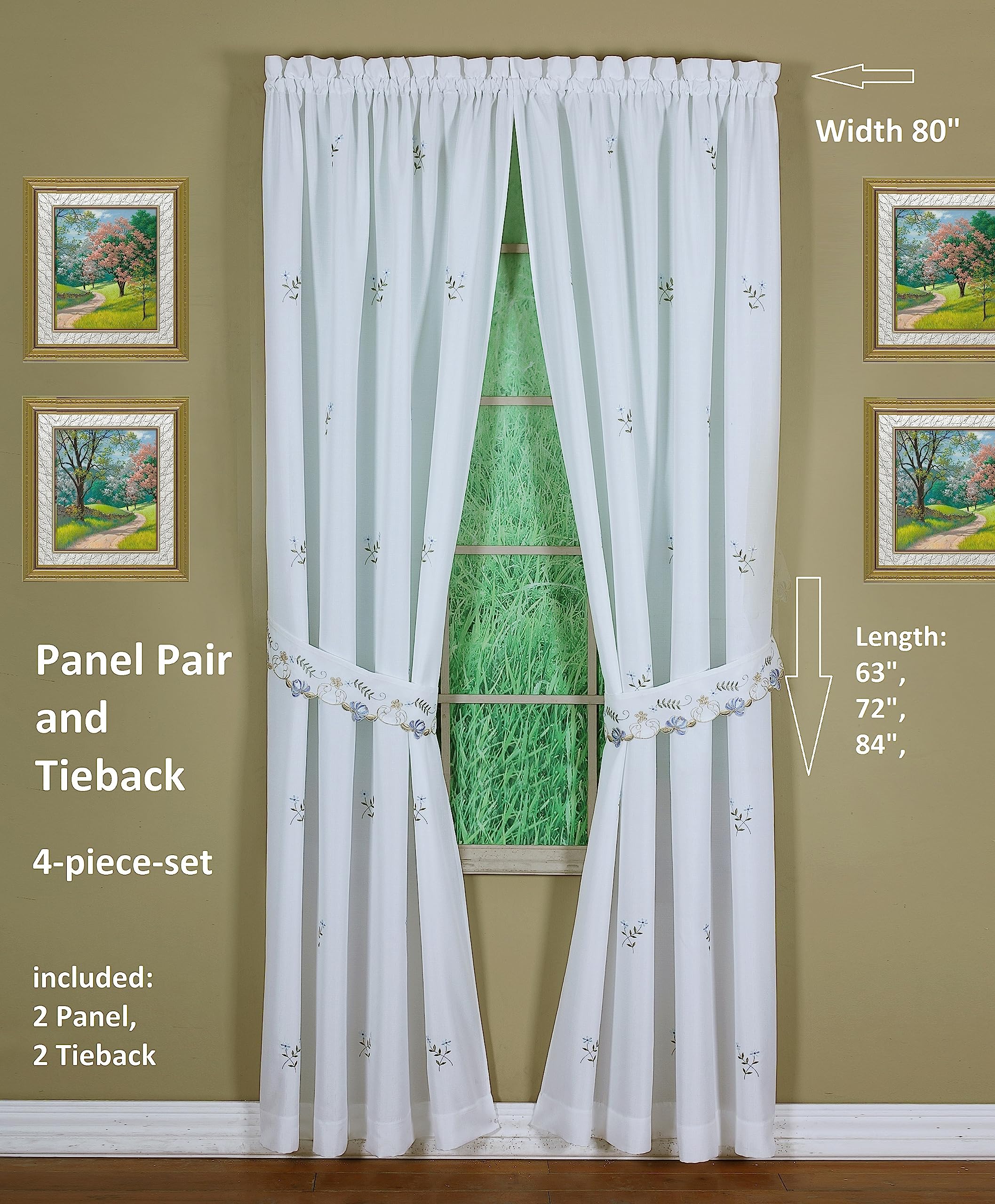 Oggi Curtain Verona Reverse Embroidery Window Panel Pair