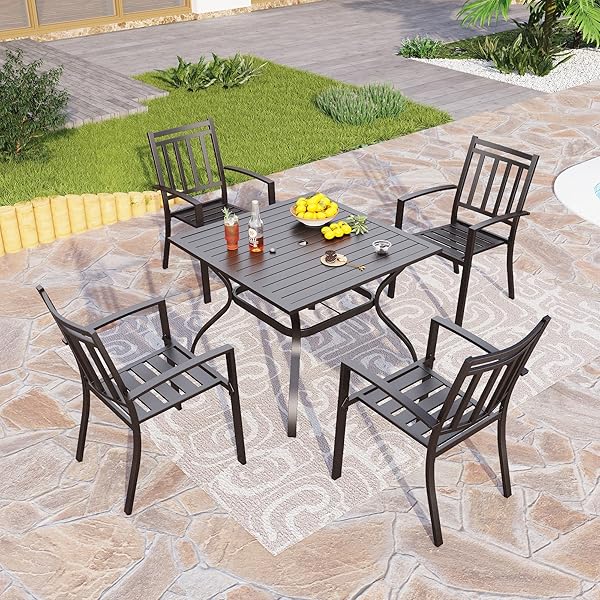Minimalist Black Metal Garden Table