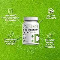 Vista 4 de Suplemento de fosfatidilserina, dosis de 400 mg, 240 cápsulas – Fuente de lecitina de girasol sin soja