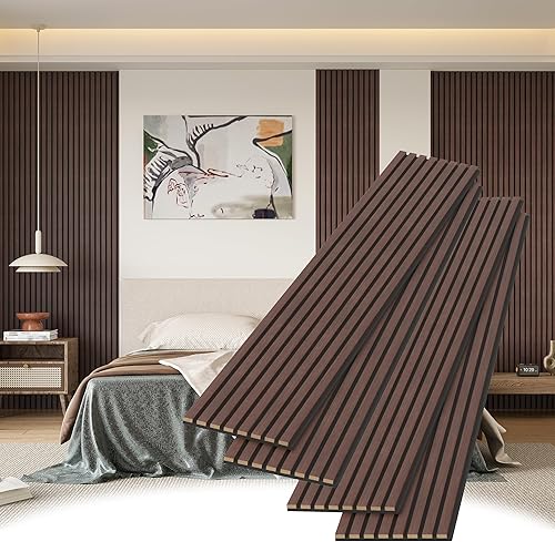 Miniatura 8 de Paneles de pared de listones de madera, paquete de 2 paneles decorativos de madera de 8 x 1 pie para pared, elegantes paneles de pared