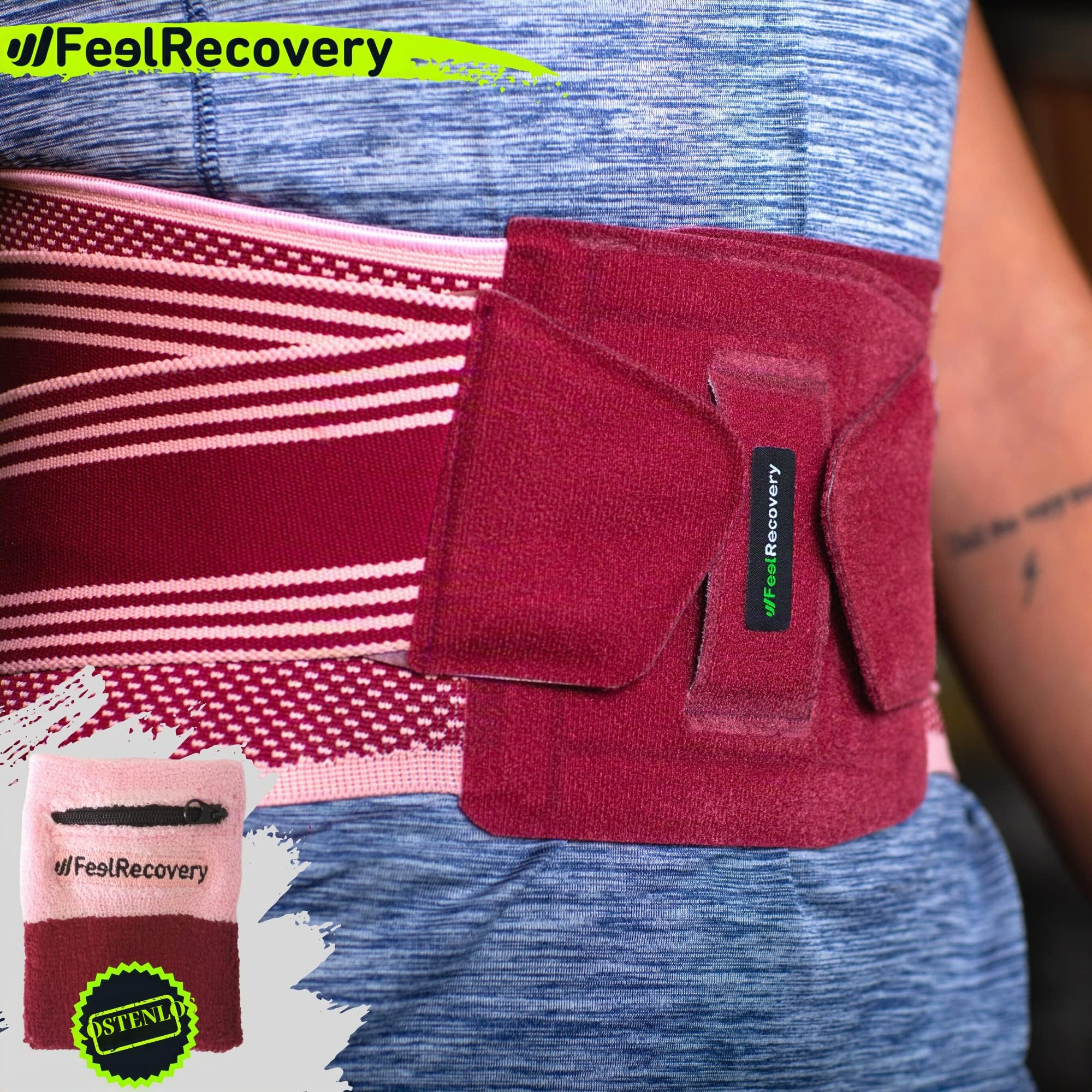 Feel Recovery Rückenbandage für Herren & Damen - Rückenstützgürtel für Arbeit & Sport - Unterstützung des unteren Rückens bei Ischias, Bandscheibenvorfall, Skoliose & Rückenschmerzen