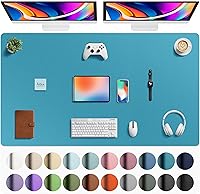 Vista 234 de Aothia Protector de escritorio de cuero, alfombrilla para ratón, alfombrilla de escritorio de oficina, secante de escritorio de cuero PU