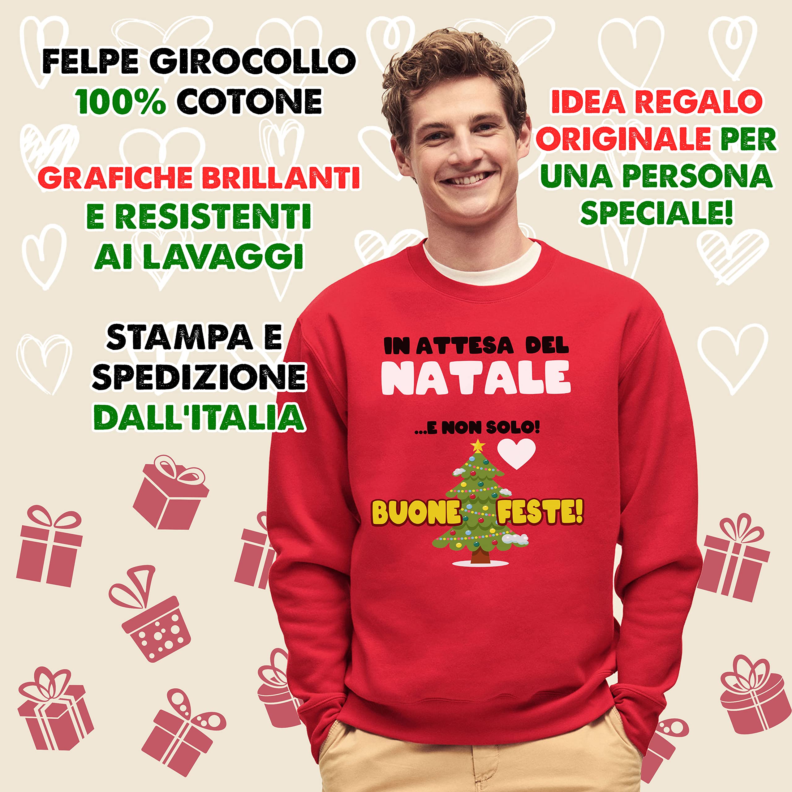 Coppia Felpe Natale - Incinta - Gravidanza - in Attesa - del Natale e Non Solo - Coppie - Partner - Lui Lei - Coppie Natalizie