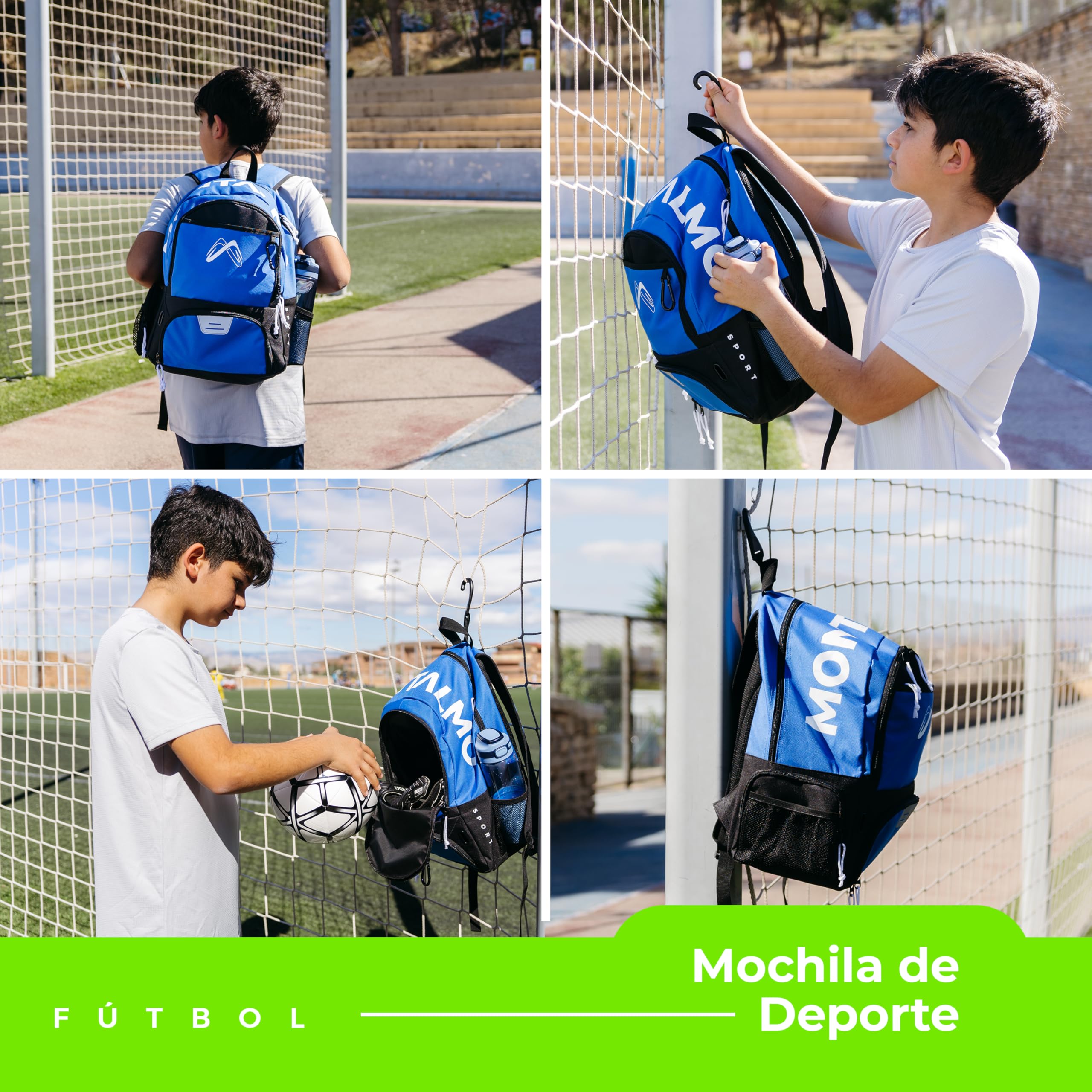 Fußball Basketball Voley Handball Rucksack mit Schuhfach und Ballfach | Sportrucksack für Jungen und Mädchen