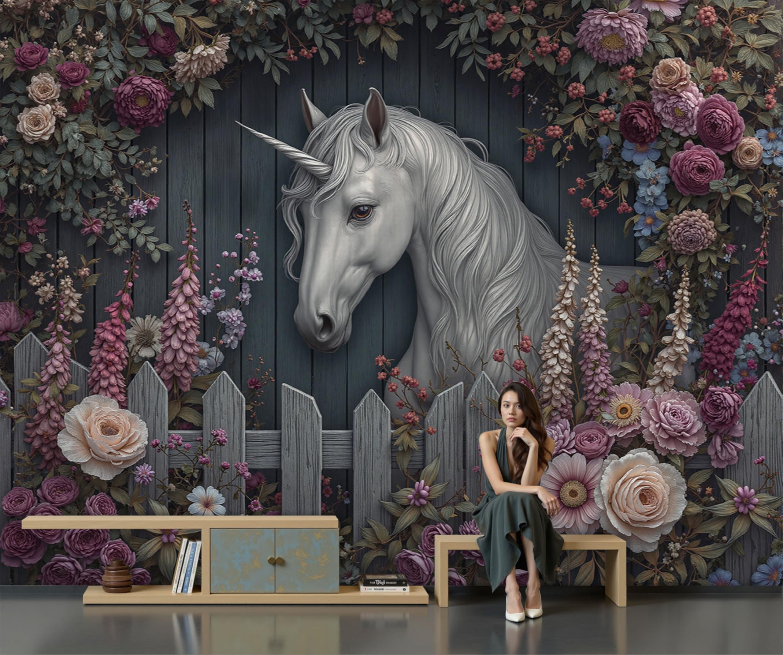 Soie murale forêt magique 3D pour masquer et sublimer un grand mur