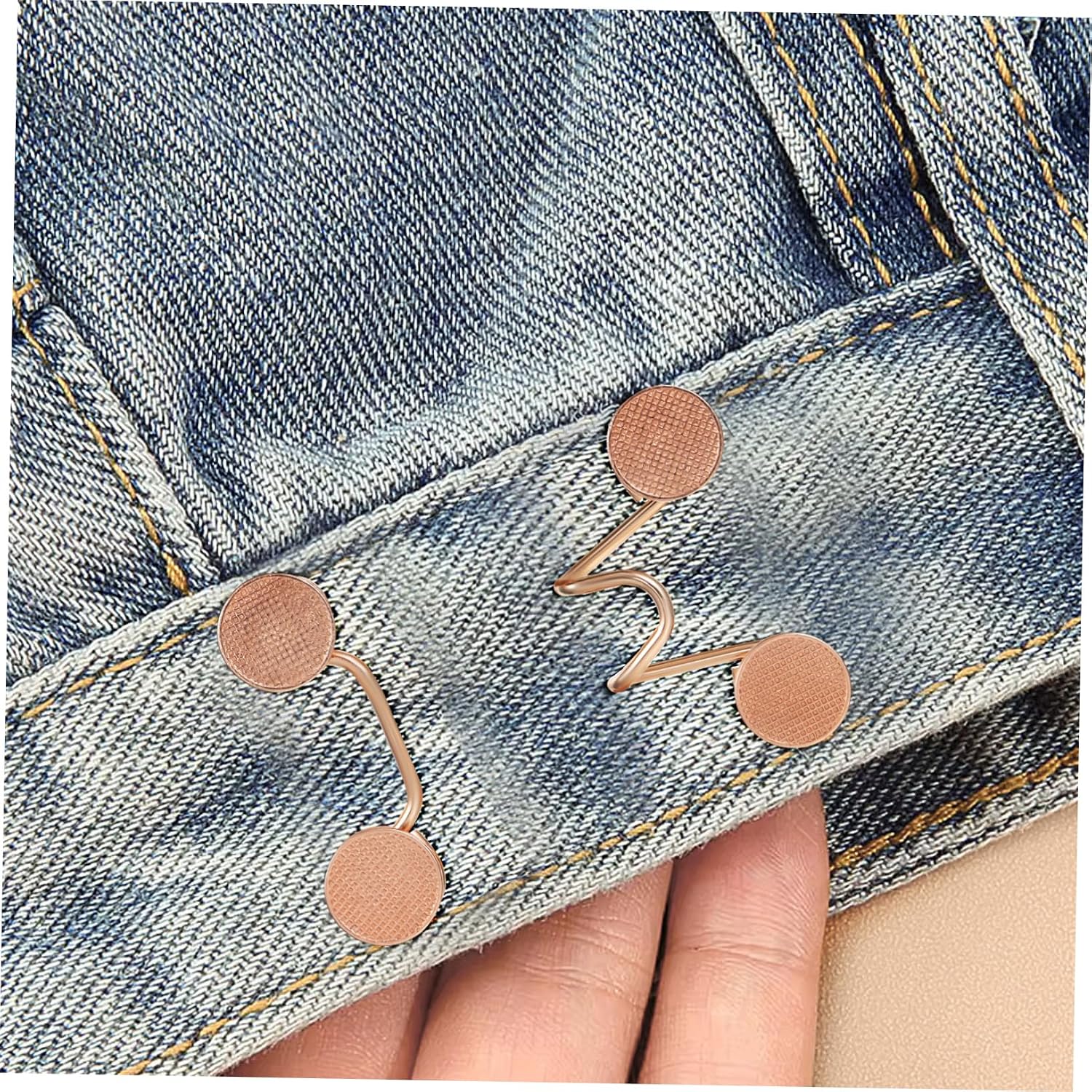 Uonlytech 8Sets No Sew Jeans Waist Tightener Adjuster Button Pins for Loose Jeans Adjustments Gunmetal and Antique Pants Adjuster Clips