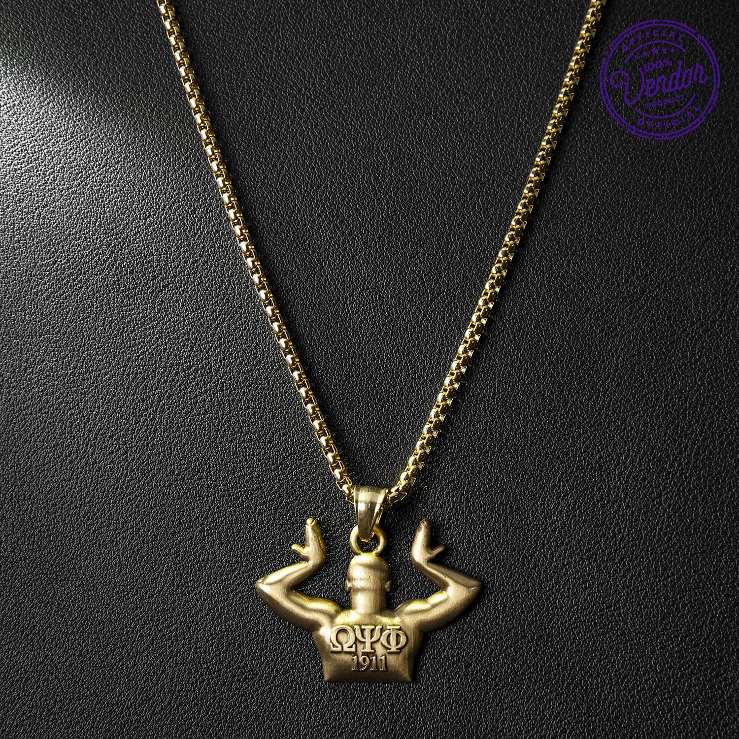 Bad Bananas BBGreek Omega Psi Phi Fraternity Paraphernalia - Dog Tag Pendant Necklace with 24 Inch Box Chain - Official Vendor