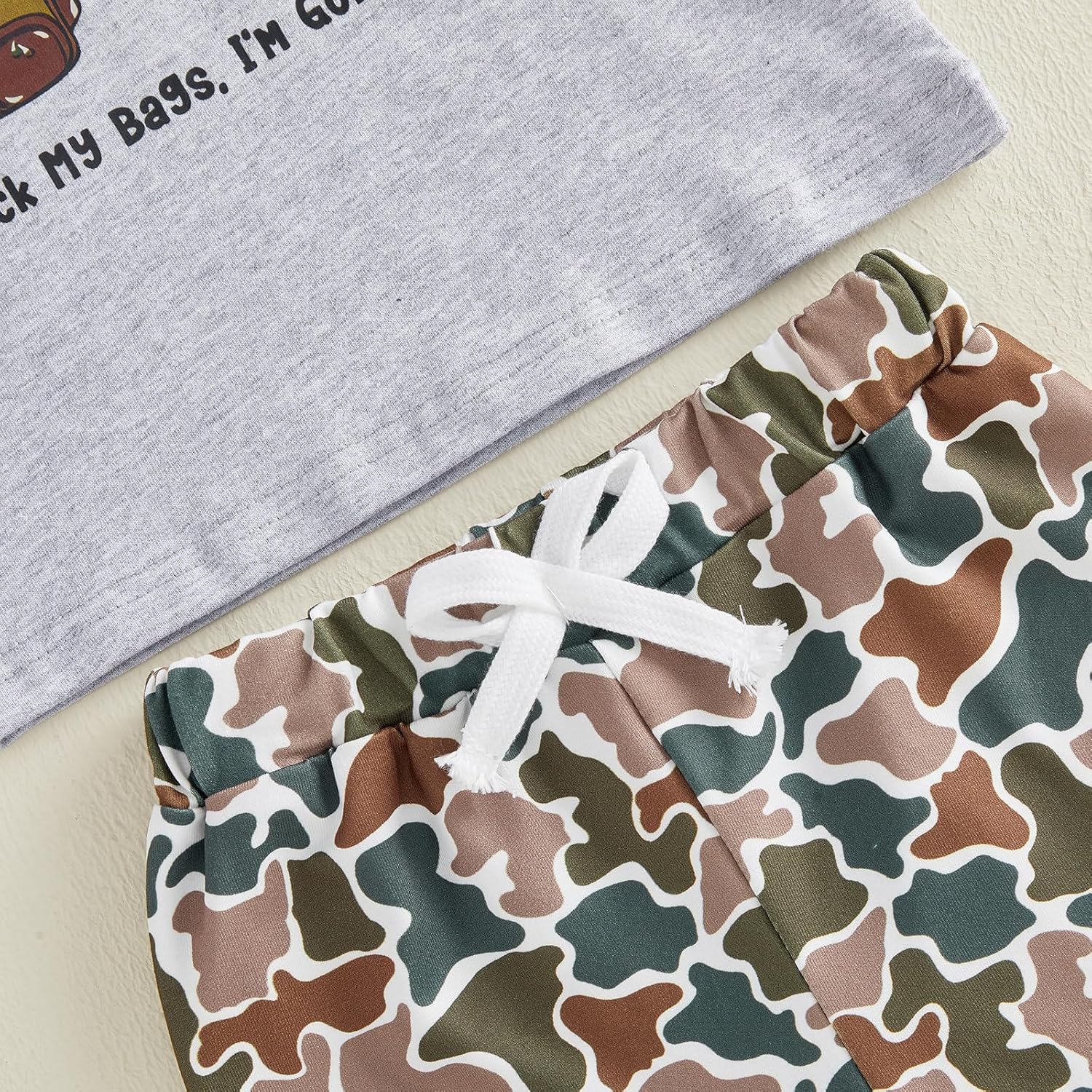 Toddler Baby Boy Summer Clothes Letter Print Short Sleeve T-Shirt Camouflage Shorts Set Western Baby Boy Clothes - Image 4