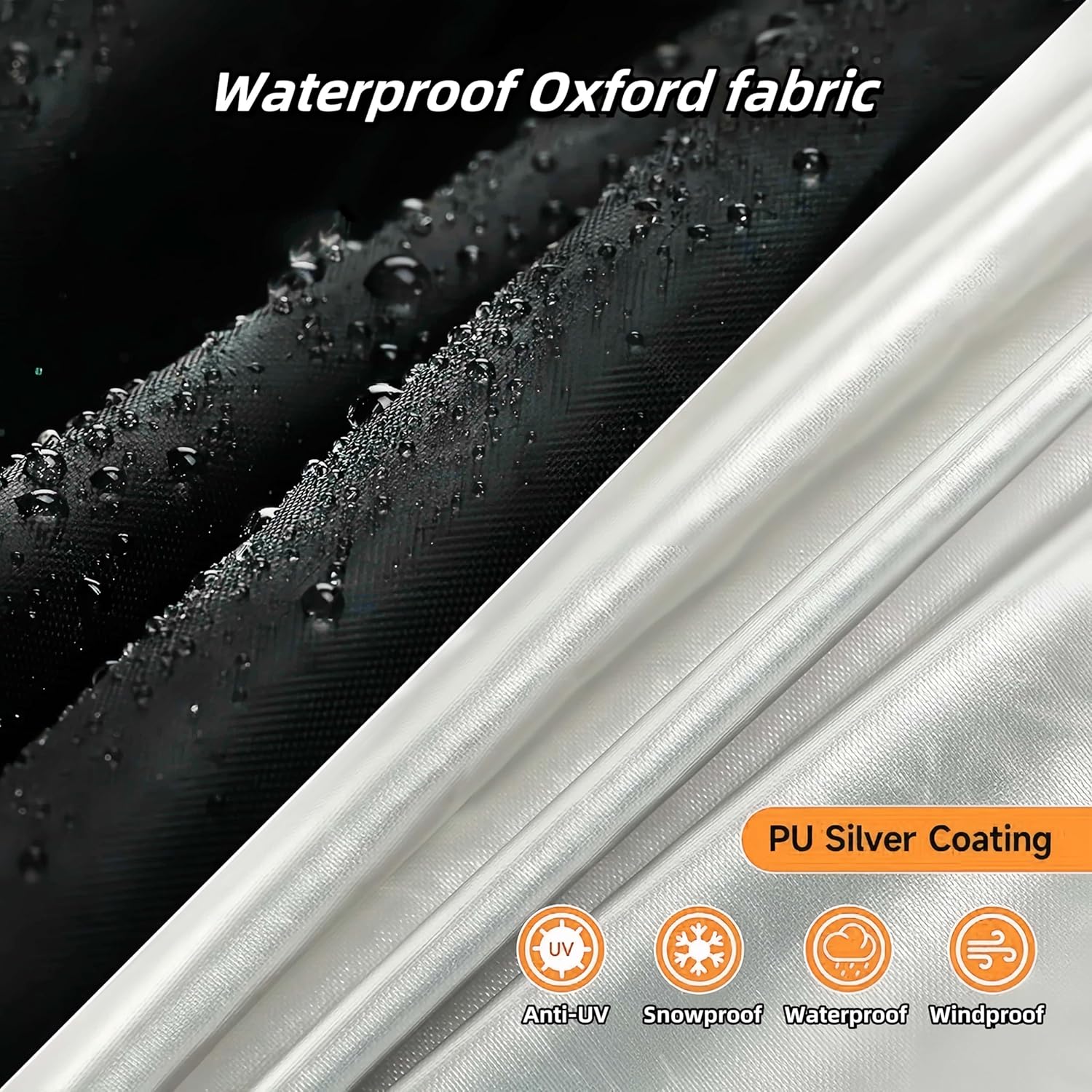 IBC Tote Cover 275 Gallon 1000L Water Tank Cover, Side Windproof Hook and Loop Fastener, 420D Tear-resistant Oxford Cloth, with Reflective Zipper Design (Black)