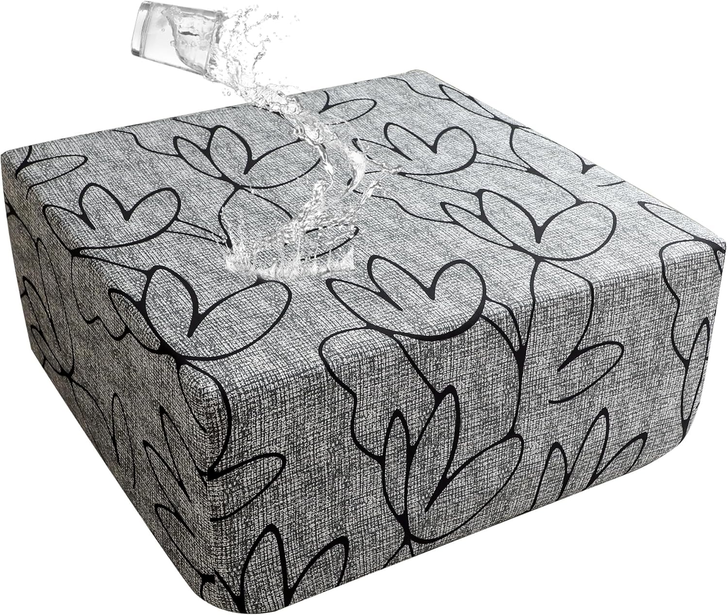 Stretch Square Ottoman Cover 50x50x18 inches Waterproof Floral Foot Stool Ottoman Slipcover for Living Room Washable Removable