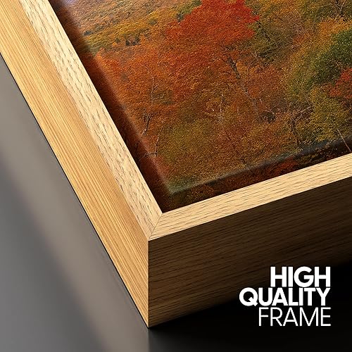 Vista 4 de SIGNFORD Lienzo enmarcado para pared, tren de montaña de otoño, vías de ferrocarril, naturaleza, desierto, fotografía, realismo, paisaje decorativo