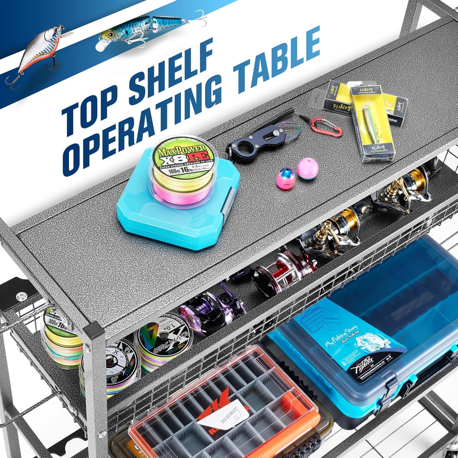 PeBro Fishing Rod Holder, Fishing Pole Holders for Garage, Fishing Rod Holders for Garage, Fishing Pole Holder for Rod Tackle Box Reel Storage, Premium Fishing Gifts for Men, Fishing Gear Organizer