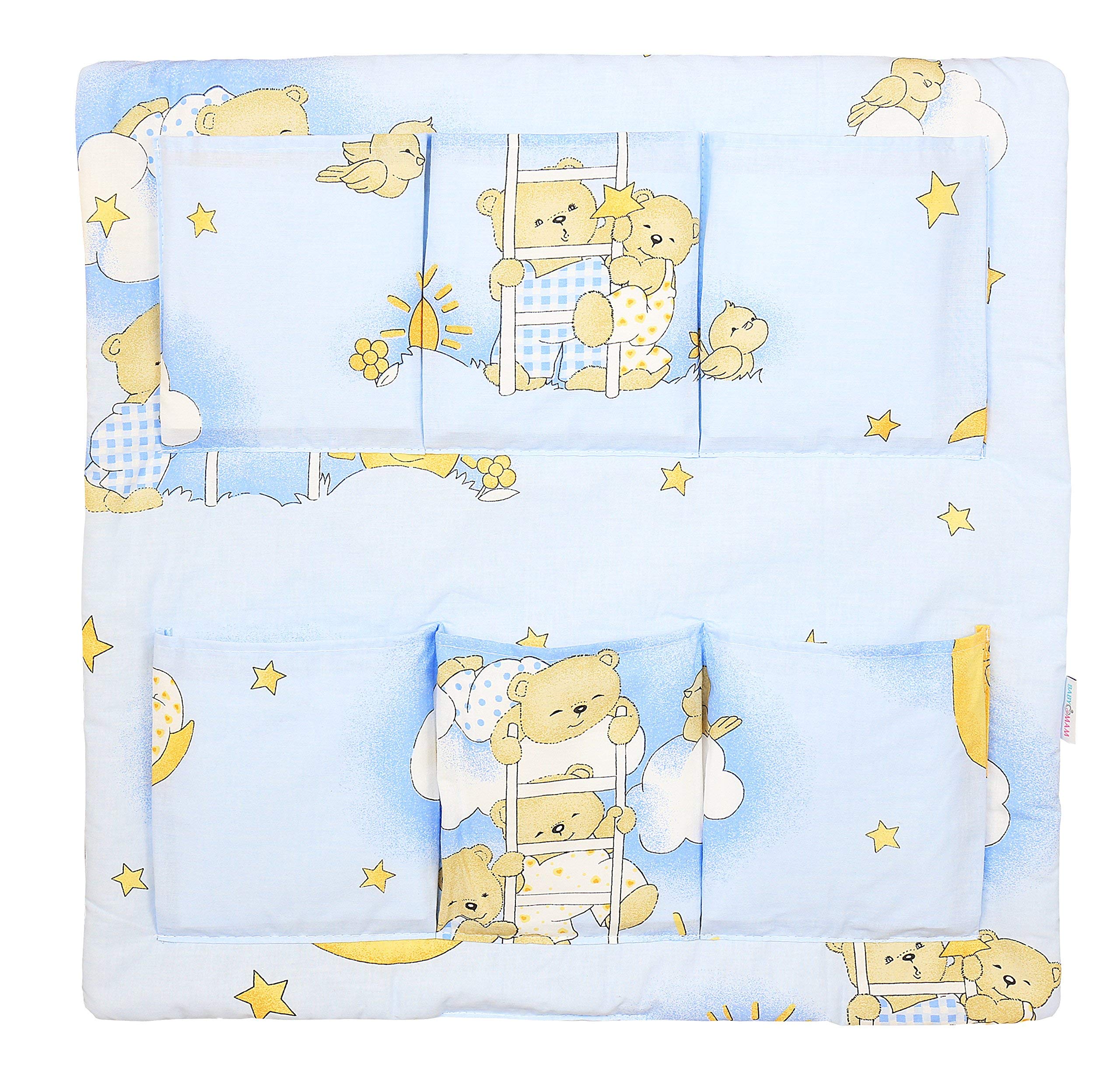 Baby COT Tidy Organiser Hanging Storage CotBed Nursery 6 Pockets BABYMAM (Ladder Blue)