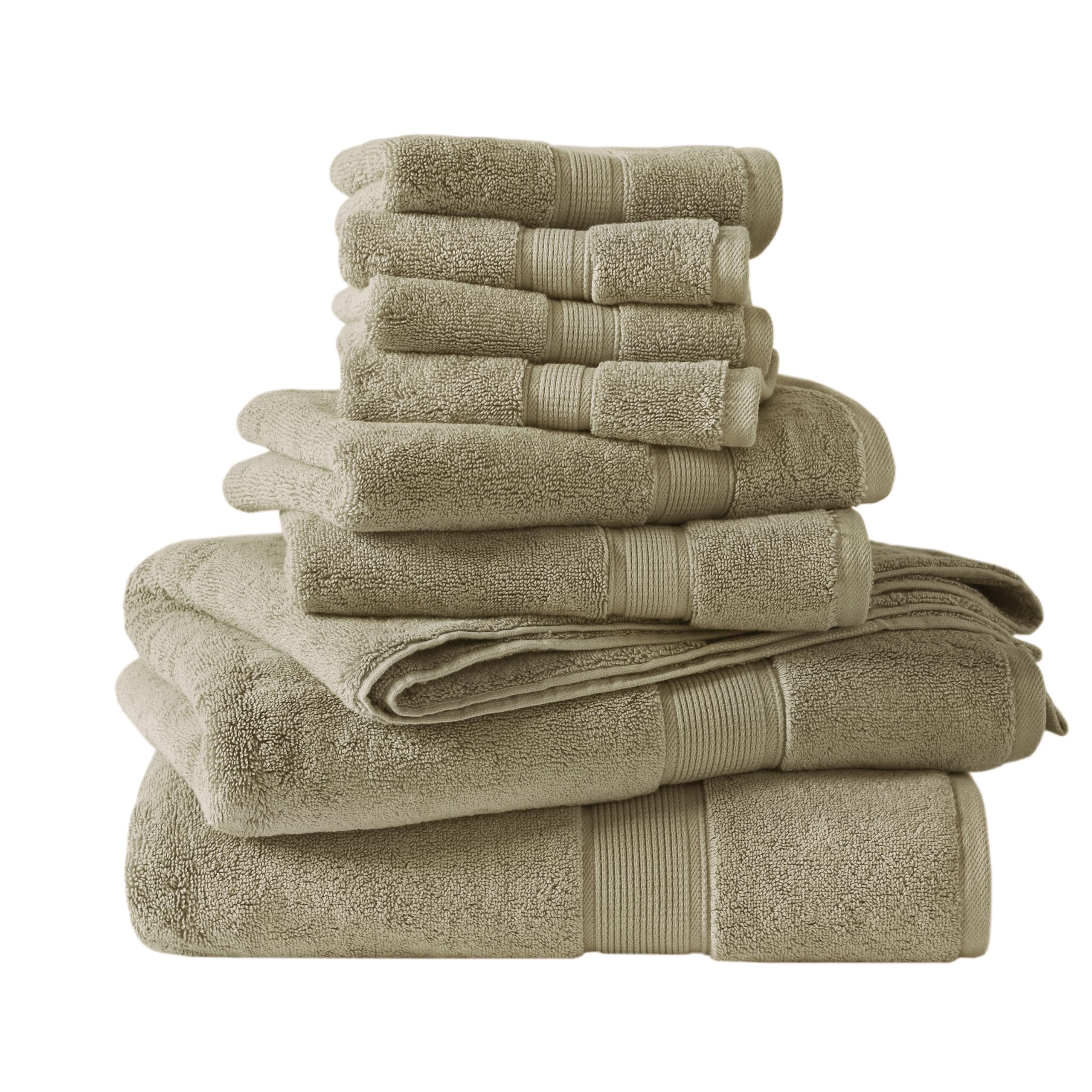 Madison Park Lot de 8 Serviettes de Bain 800 g/m² 100% Coton, qualité Spa, luxueuses, très absorbantes, 2 Serviettes de Bain, 2 essuie-Mains, 4 débarbouillettes, séchage Rapide, Beige