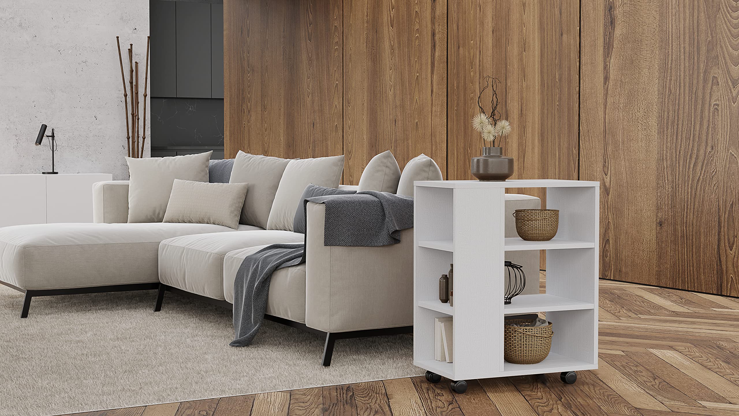 Druckertisch mit Rollen Weiß - Druckerständer - Regal Mit Rollen - Rolltisch - Druckerschrank - Multifunktionaler Druckerwagen - Druckerregal 3 Ebenen für Büro und Zuhause