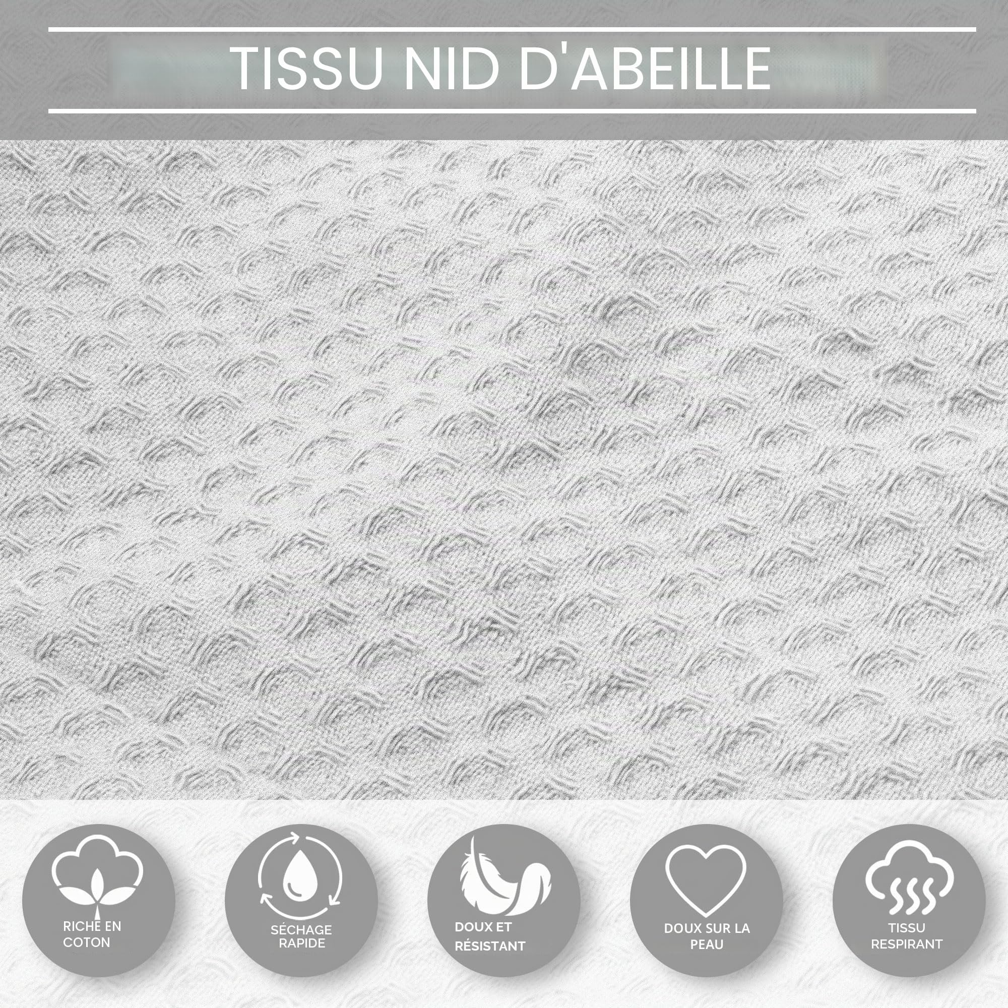 Peignoir unisexe nid d’abeille pour homme et femme en coton, avec capuche, poches et ceinture – Léger, absorbant, respirant – Idéal pour la maison, le spa, la piscine, la salle de sport et les voyages