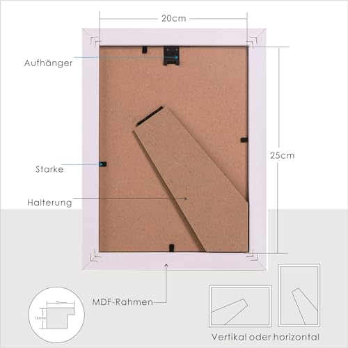 lincoolart bilderrahmen 20x25 cm Holz weiße Fotorahmen,MDF Rahmen mit Acrylglas,für Bilder 15x20 mit passepartout oder 20x25 ohne passepartout 3er Set
