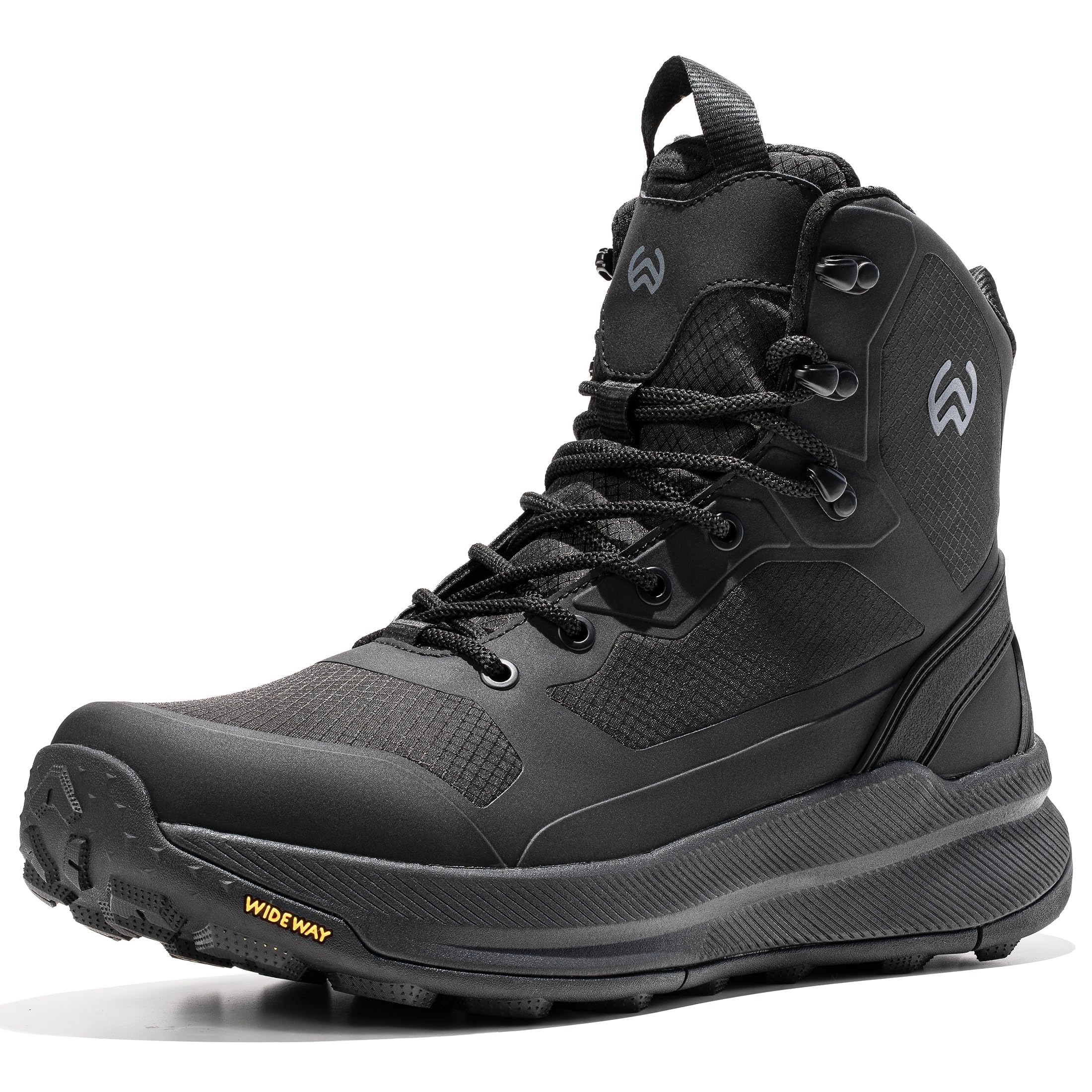Photo 1 of WIDEWAY Men's Lightweight Military Tactical Boots Non-Slip Work Boots For Men Comfortable All Day Hiking Boots Side Zipper Black Boot Shoes Mens Botas de trabajo para hombres
